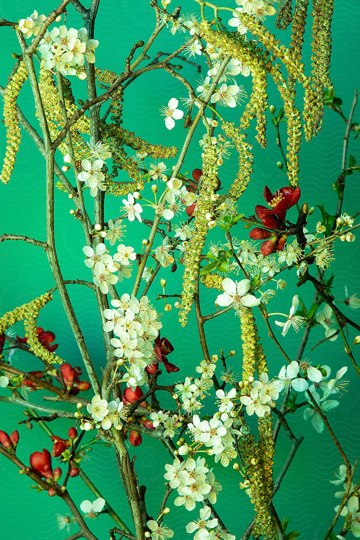 a flower plant against a green background