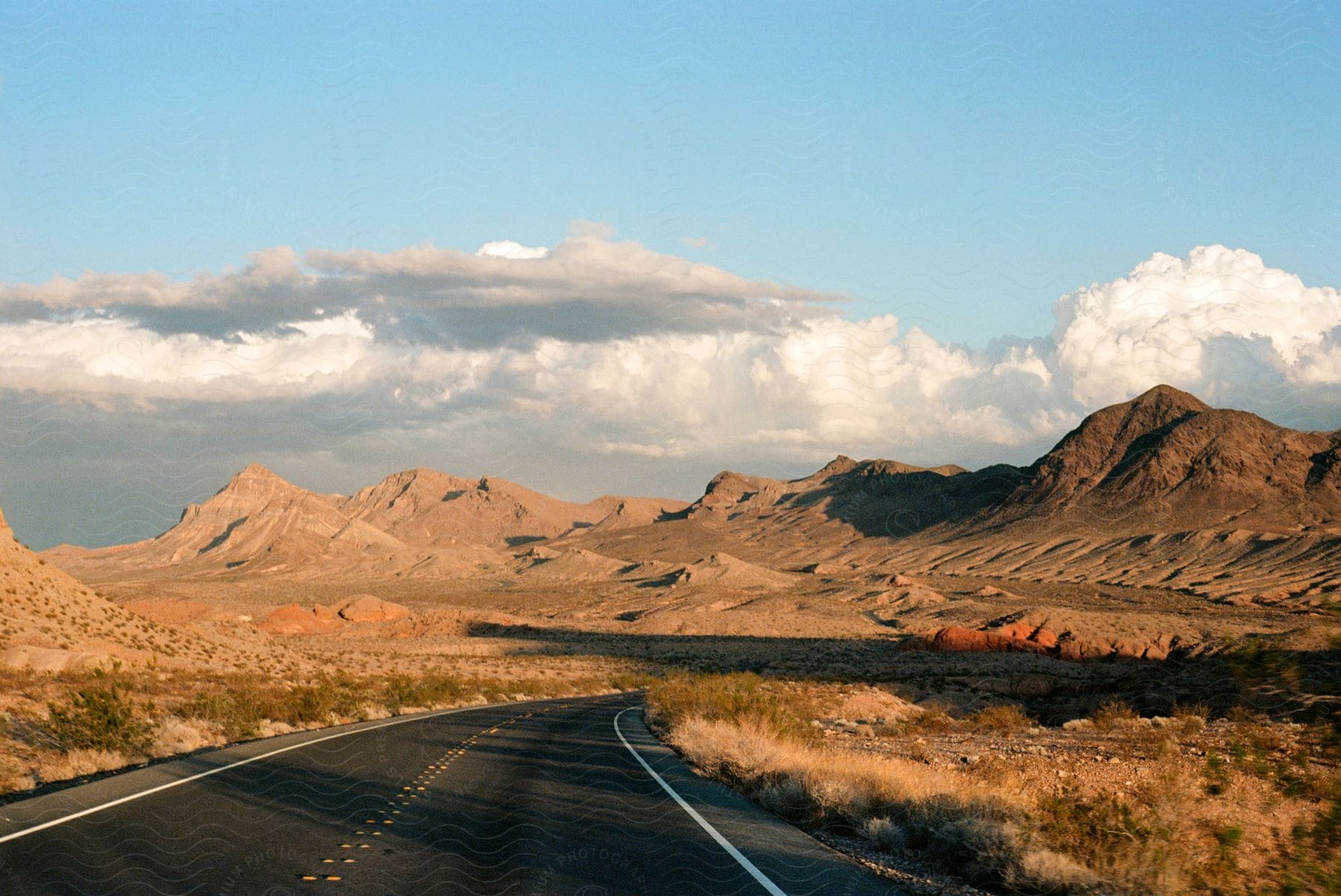 A winding road in the desert