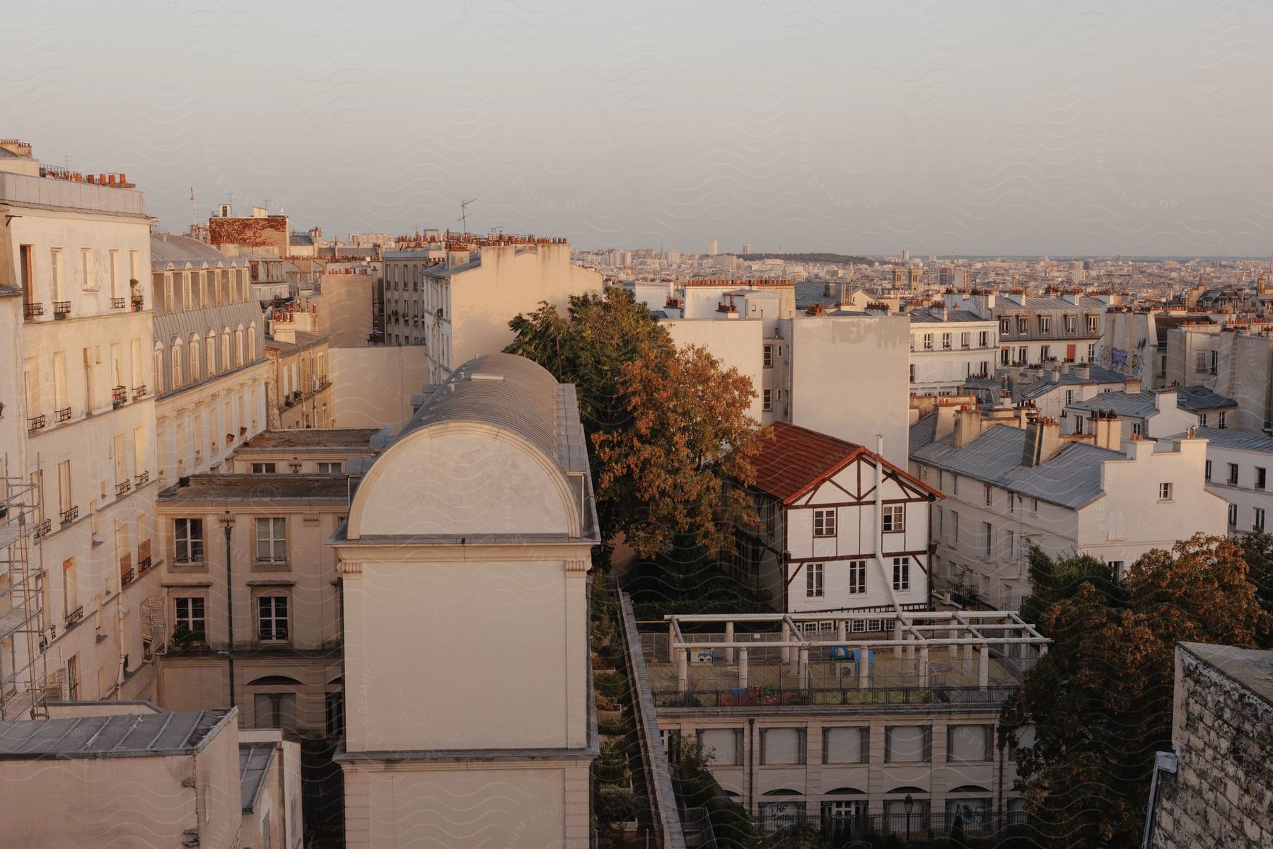 Buildings and homes stretch back to the horizon.