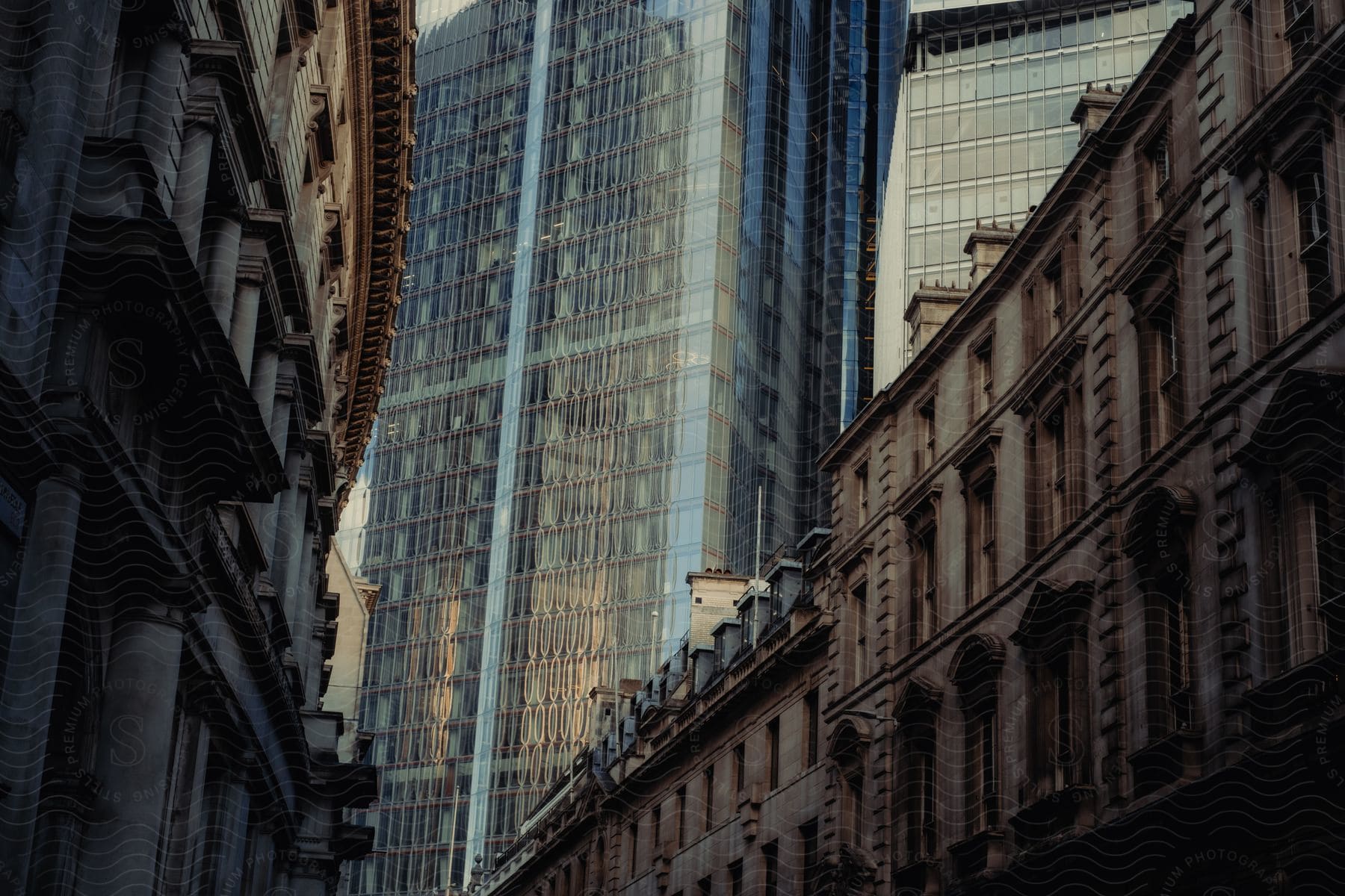 The harmonious coexistence of ancient and modern architecture, illustrating the visual and historical contrast in a city.