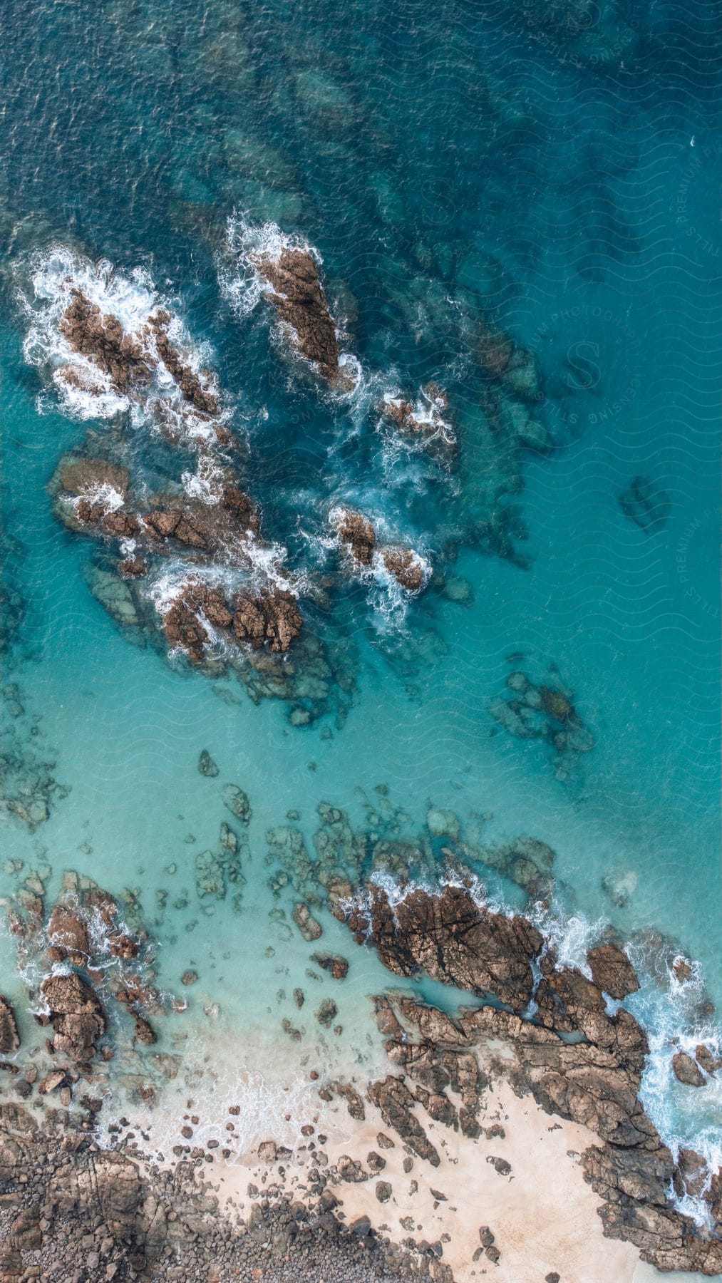 An aerial view of a reef off the coast