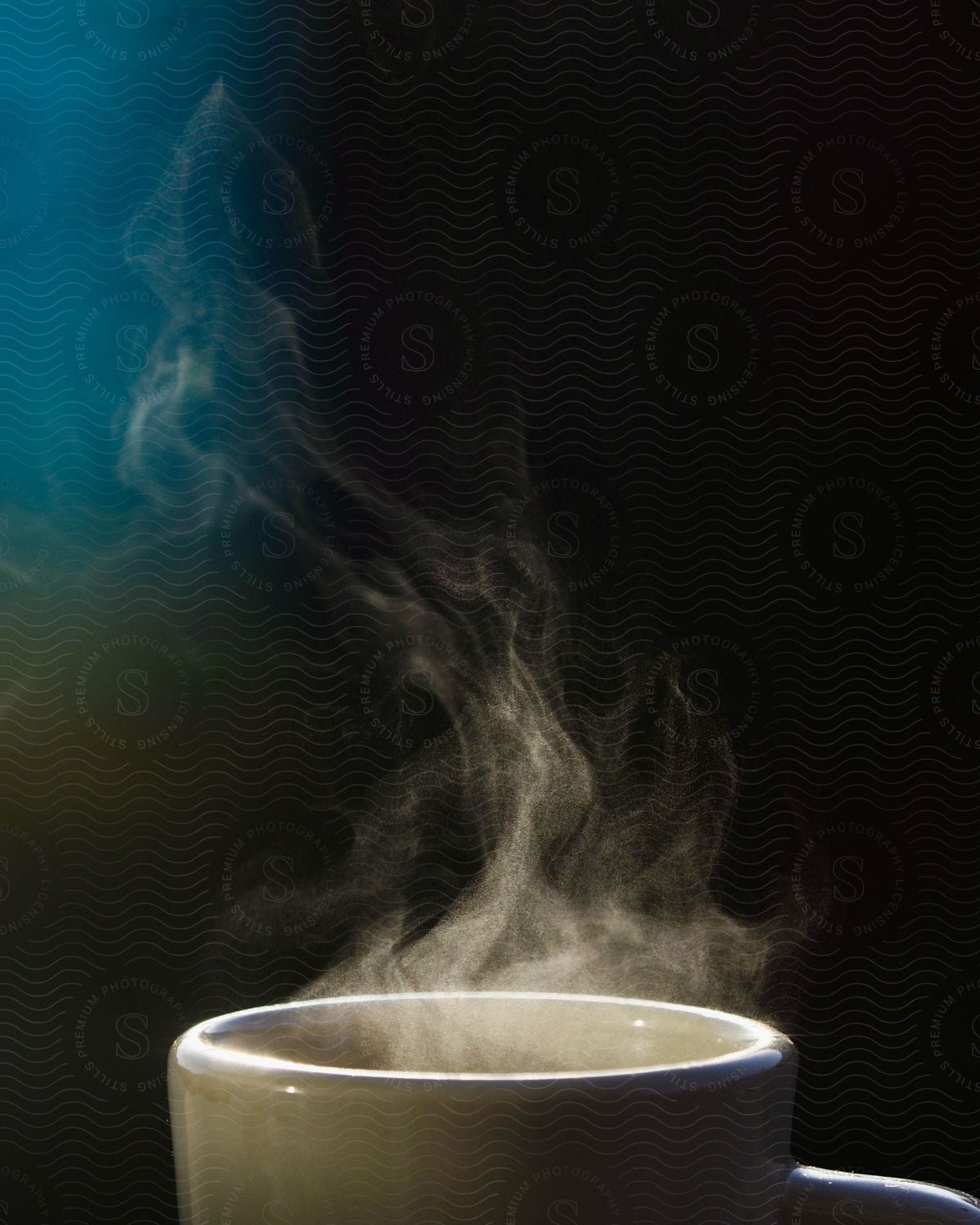 Stock photo of a view of steam coming off of a coffee mug