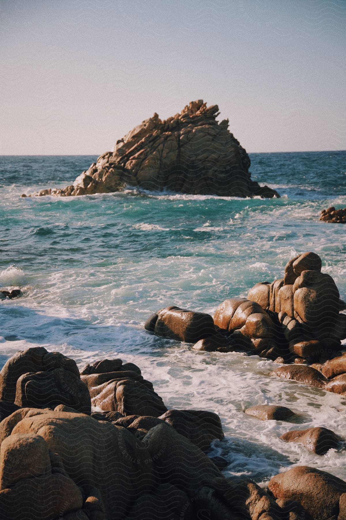 A view of the coast on a sunny day