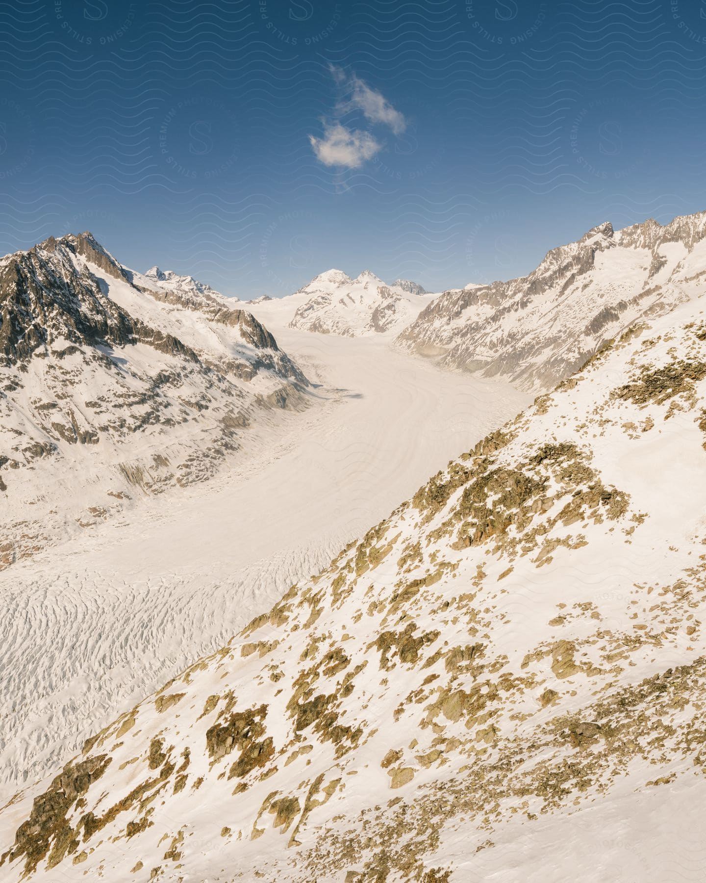 Snow covered path up a mountain on a winter day