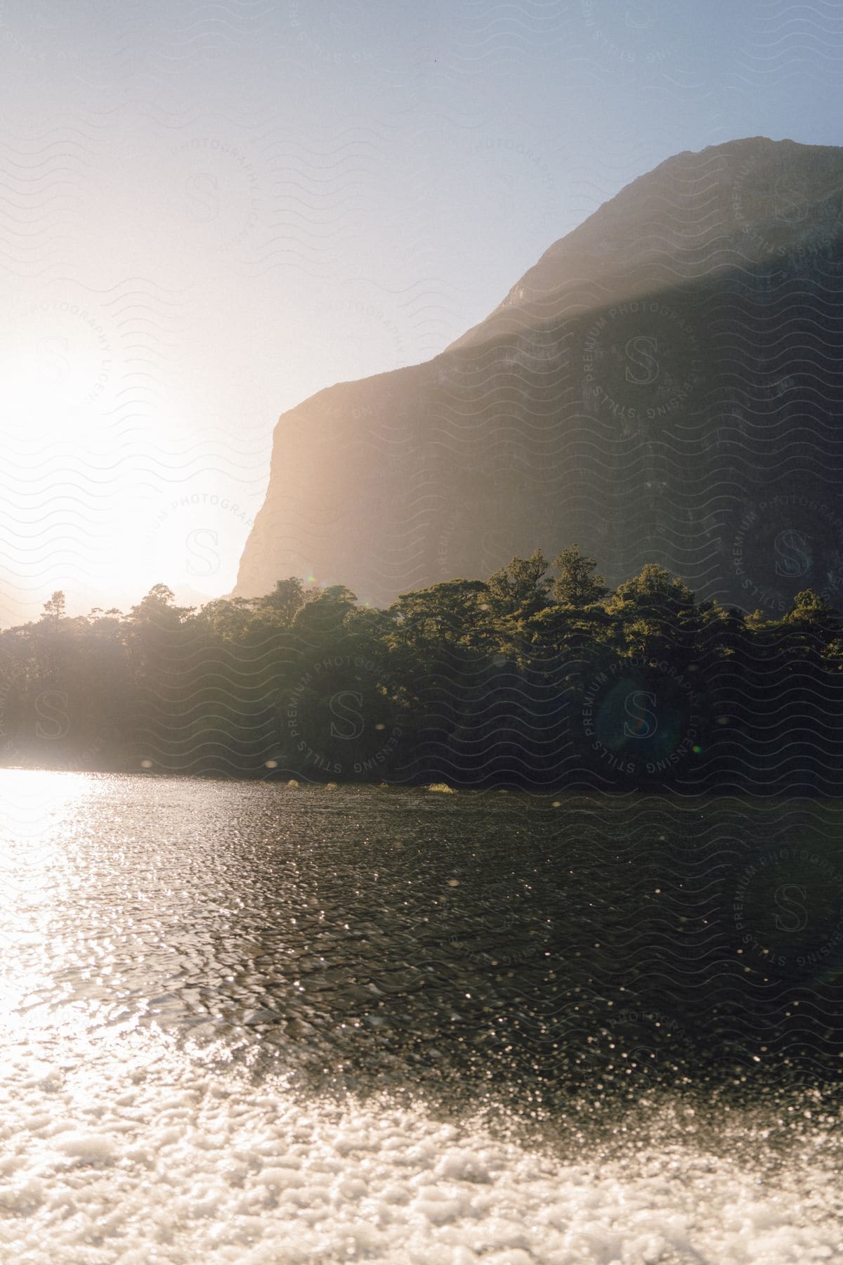 An image of a mountain on an island