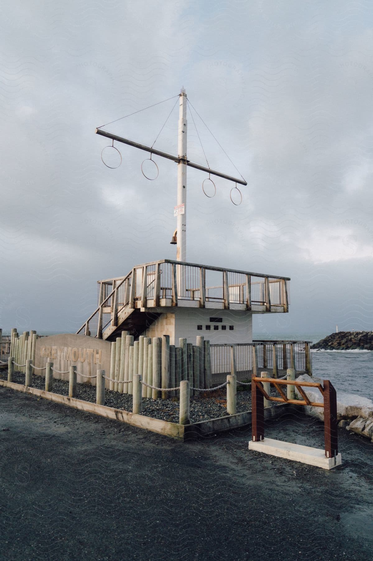 An observation platform on a rocky coast.