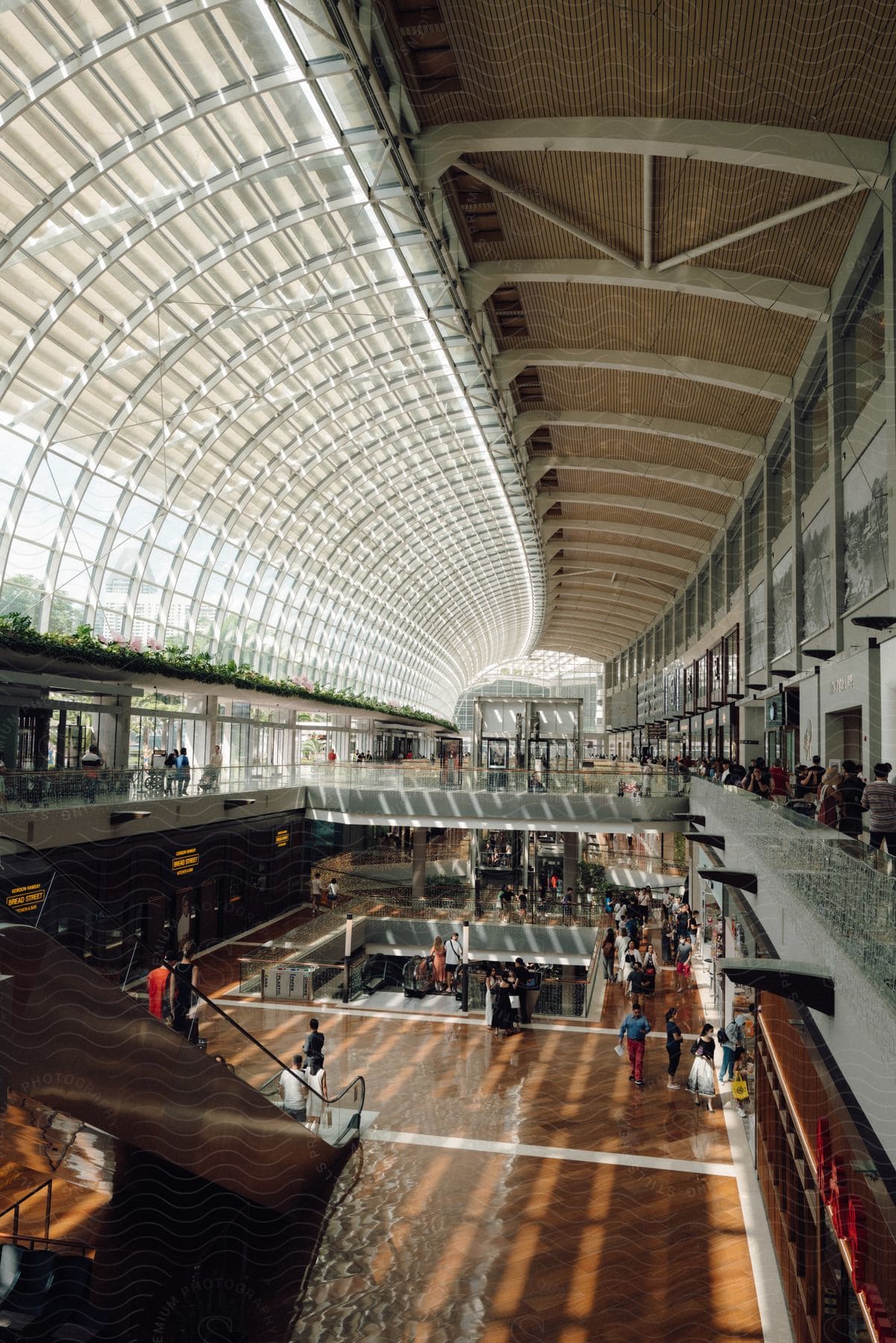 Interior of the Marina Bay Sands luxury shopping centre in Singapore