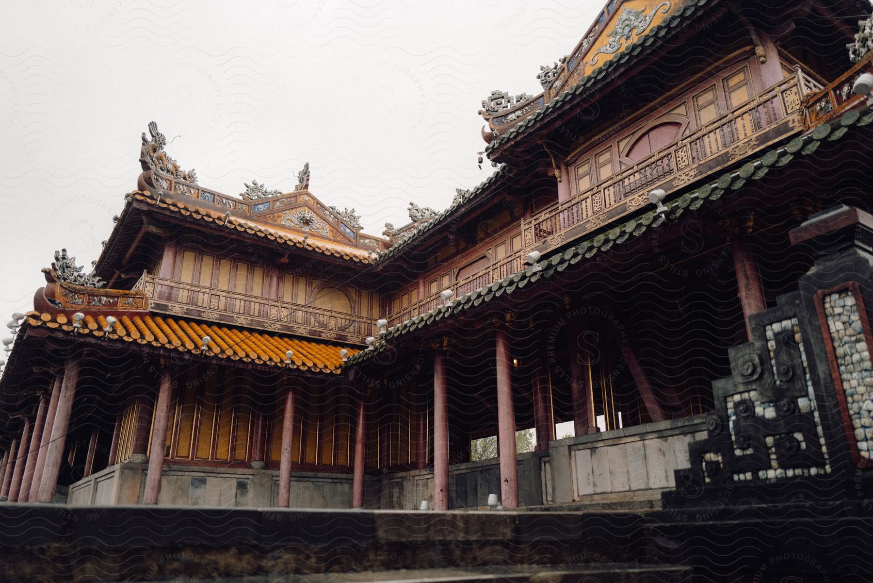 An ancient Chinese temple building is seen during the daytime.