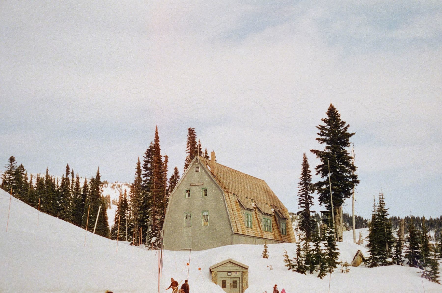 A lone building out in the winter