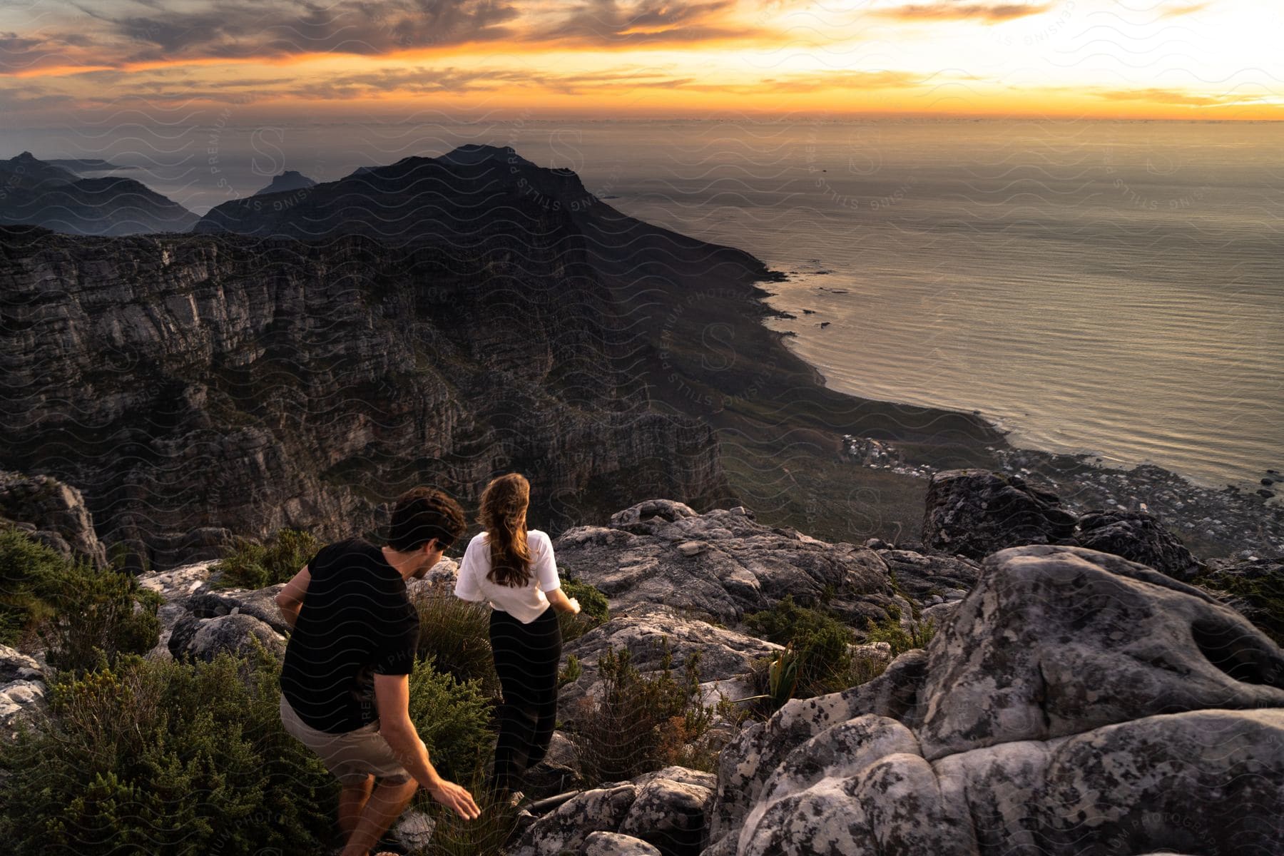 A view of two people walking outdoors