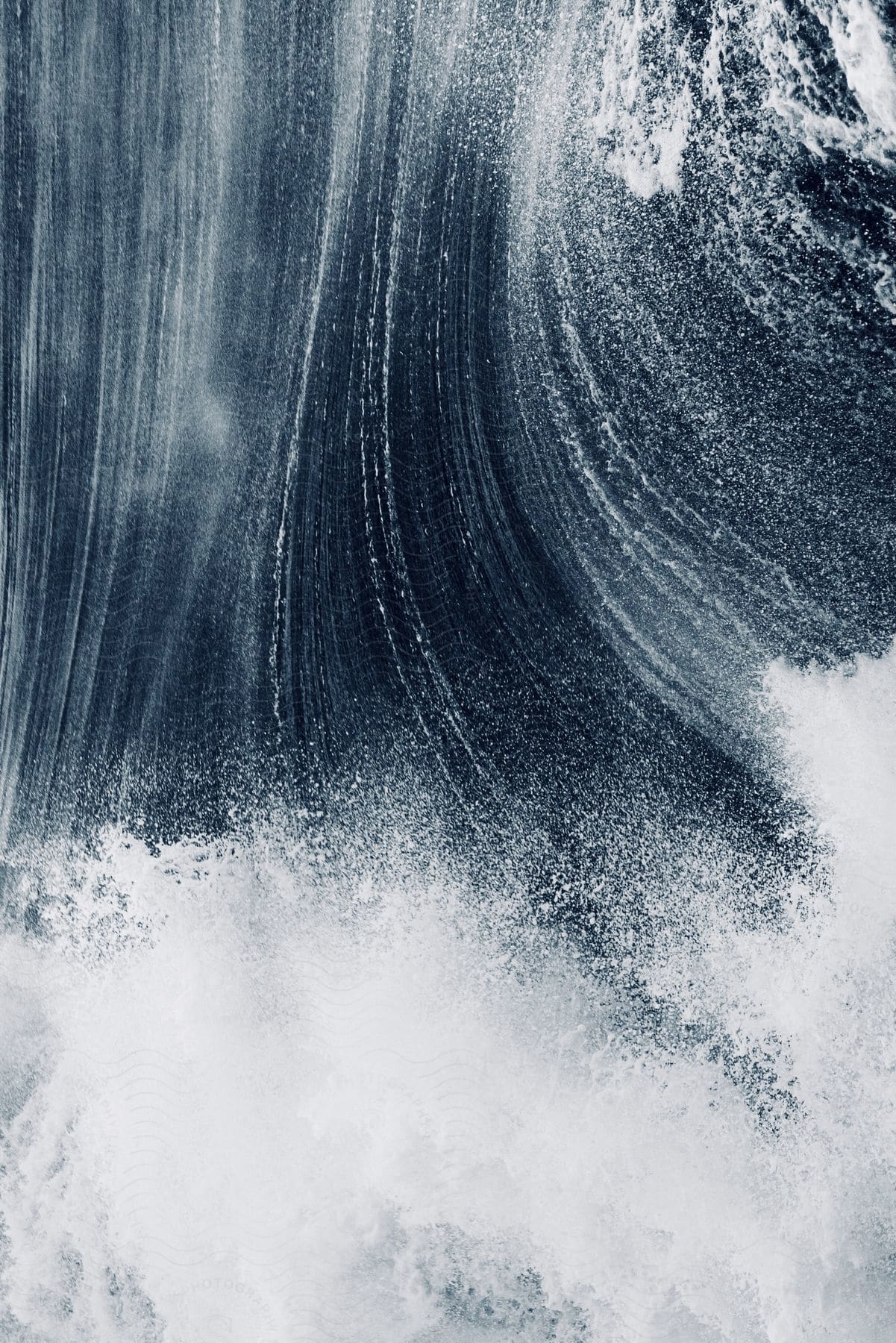 Strong ocean wave with impact and foam