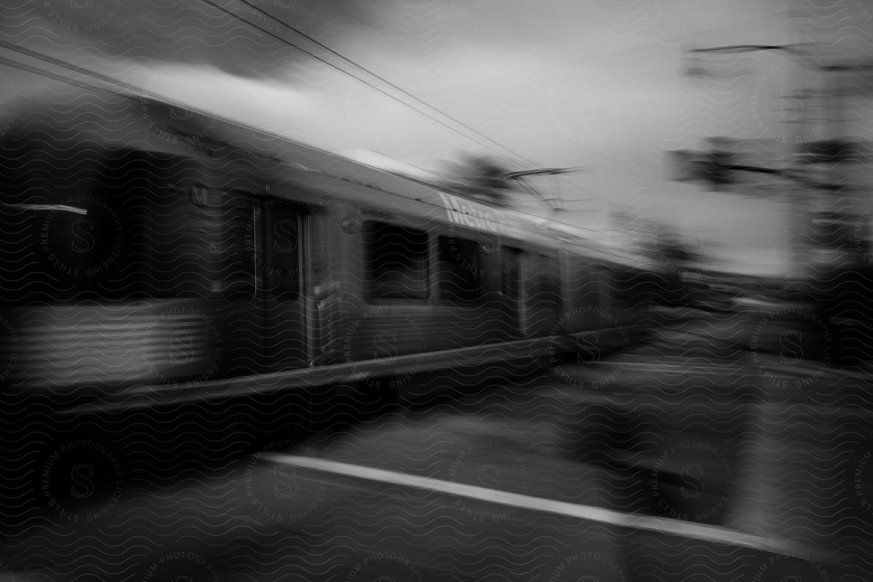 Train crossing an intersection in los angeles