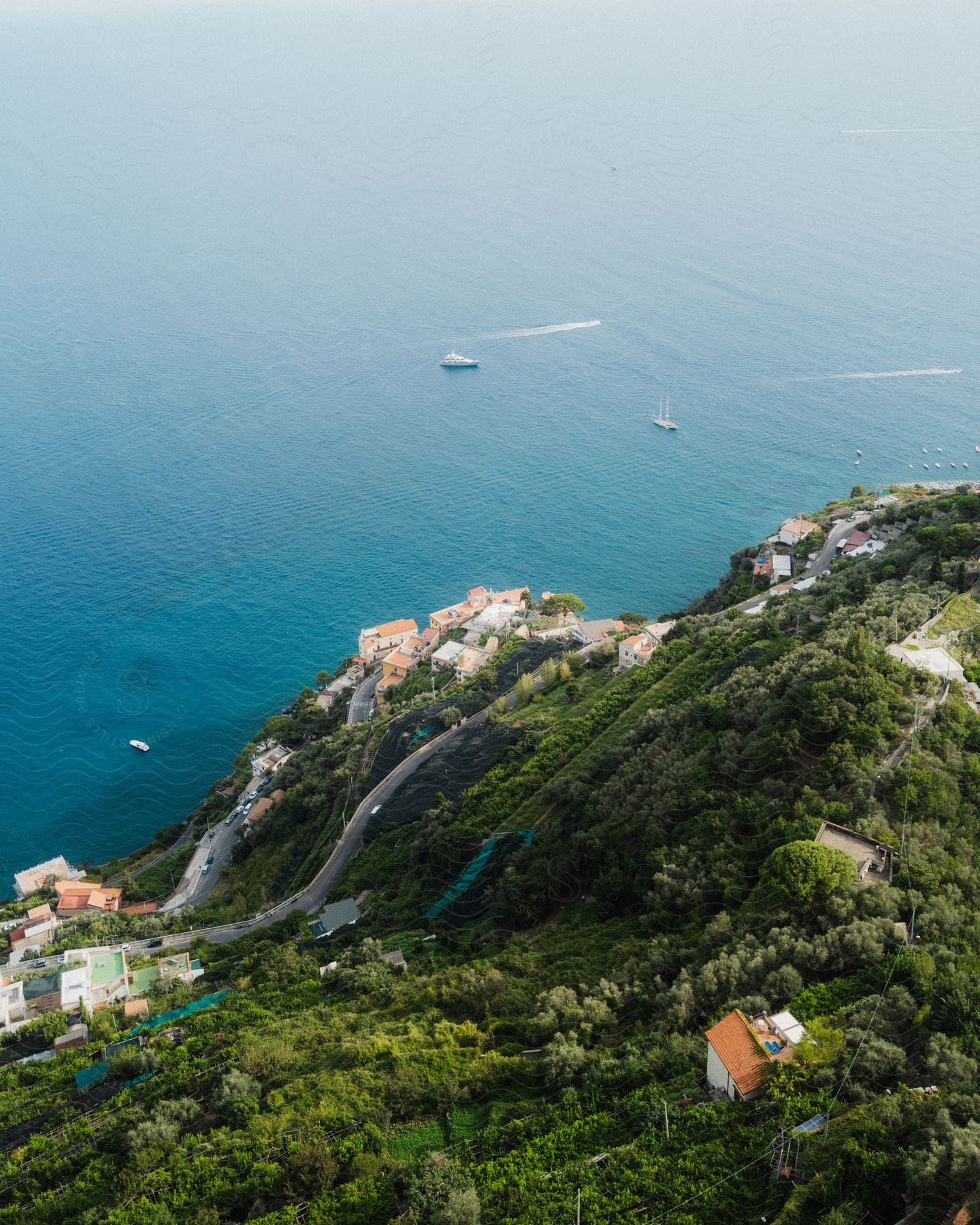 Wide shot of a cliff near the shoreline