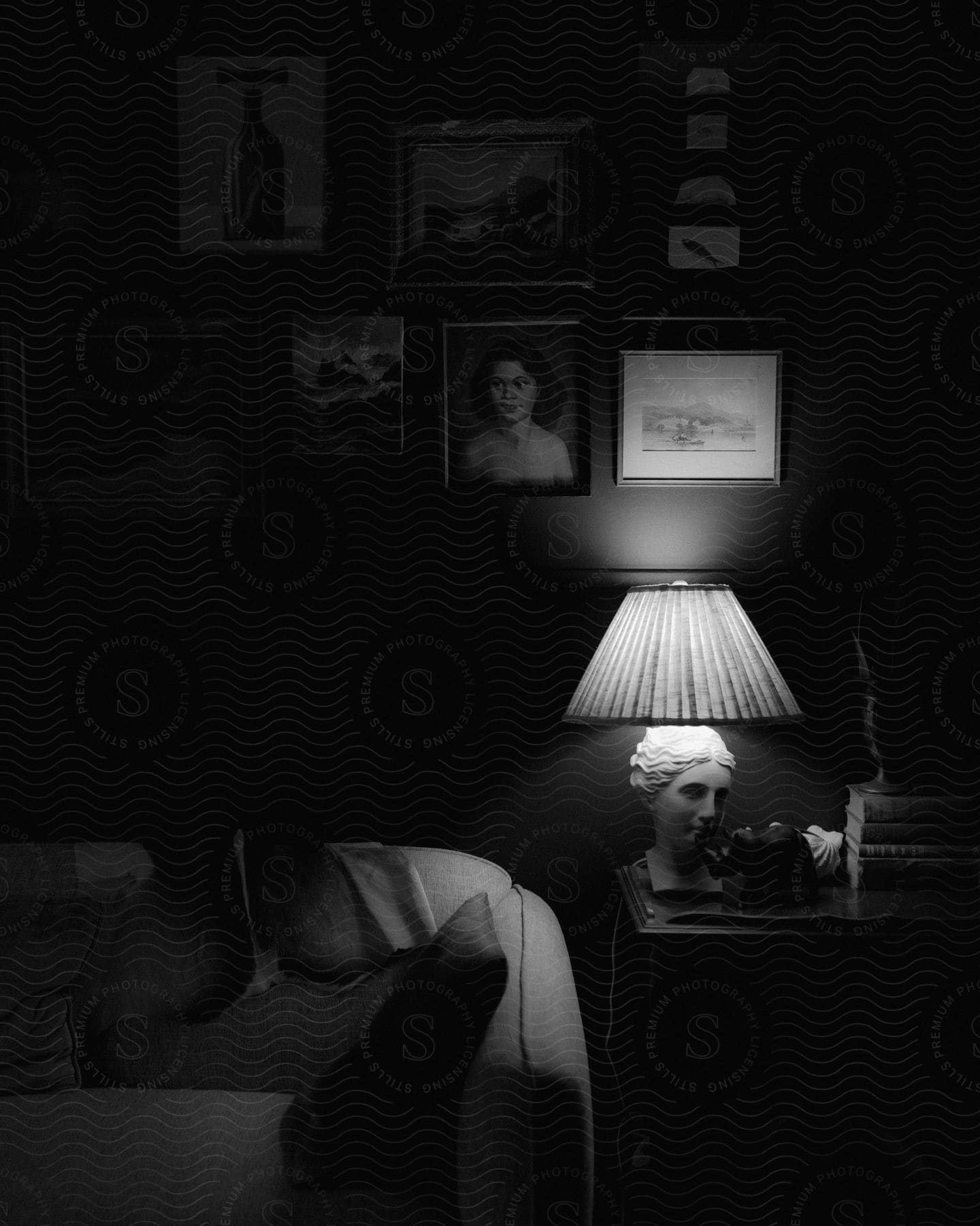 A dark room with vintage decor