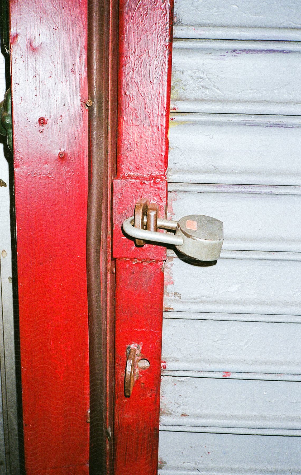 A lock is shown on a storage door