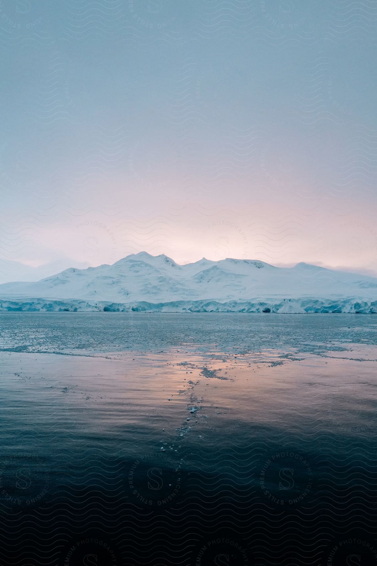 Mountain tops near the ocean with a scenic view of natures beauty