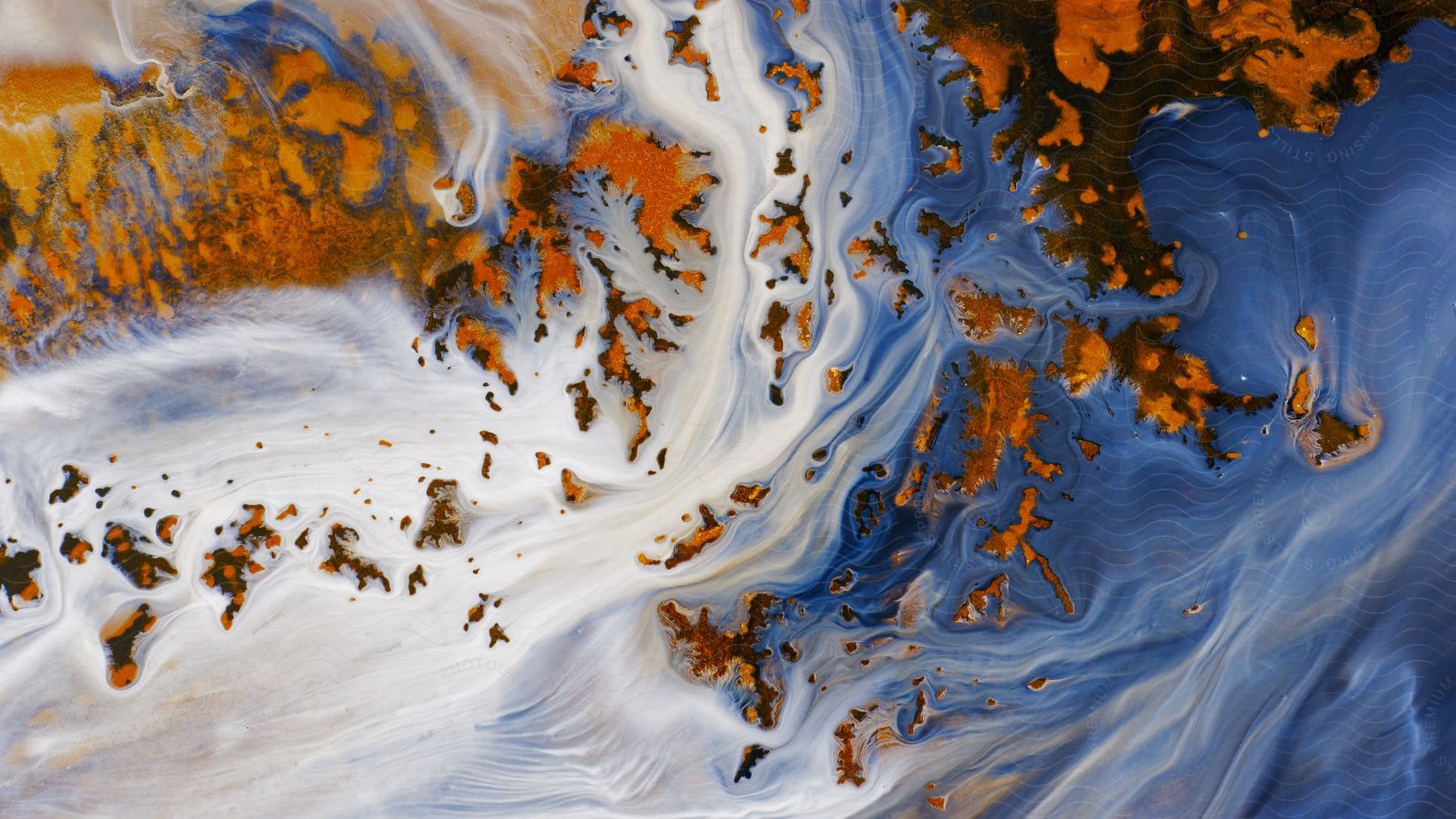 Abstract image of white smoke with green and yellow land