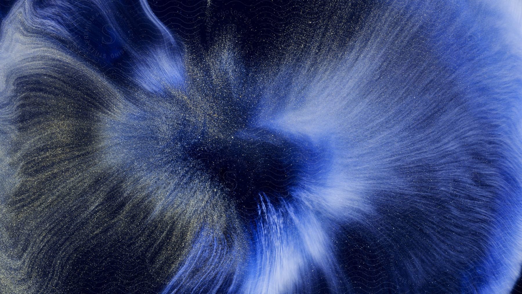 White Fiber Wisps Spread From A Void With A Light Blue Highlight Across A Sparkling Dark Background