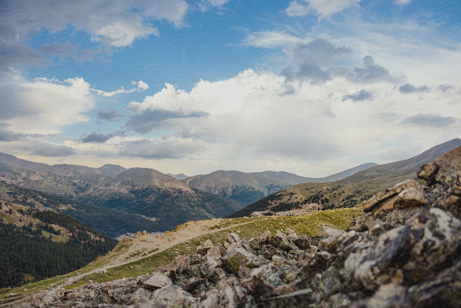 A cloudy day in colorado showing an aerial perspective of a mountain