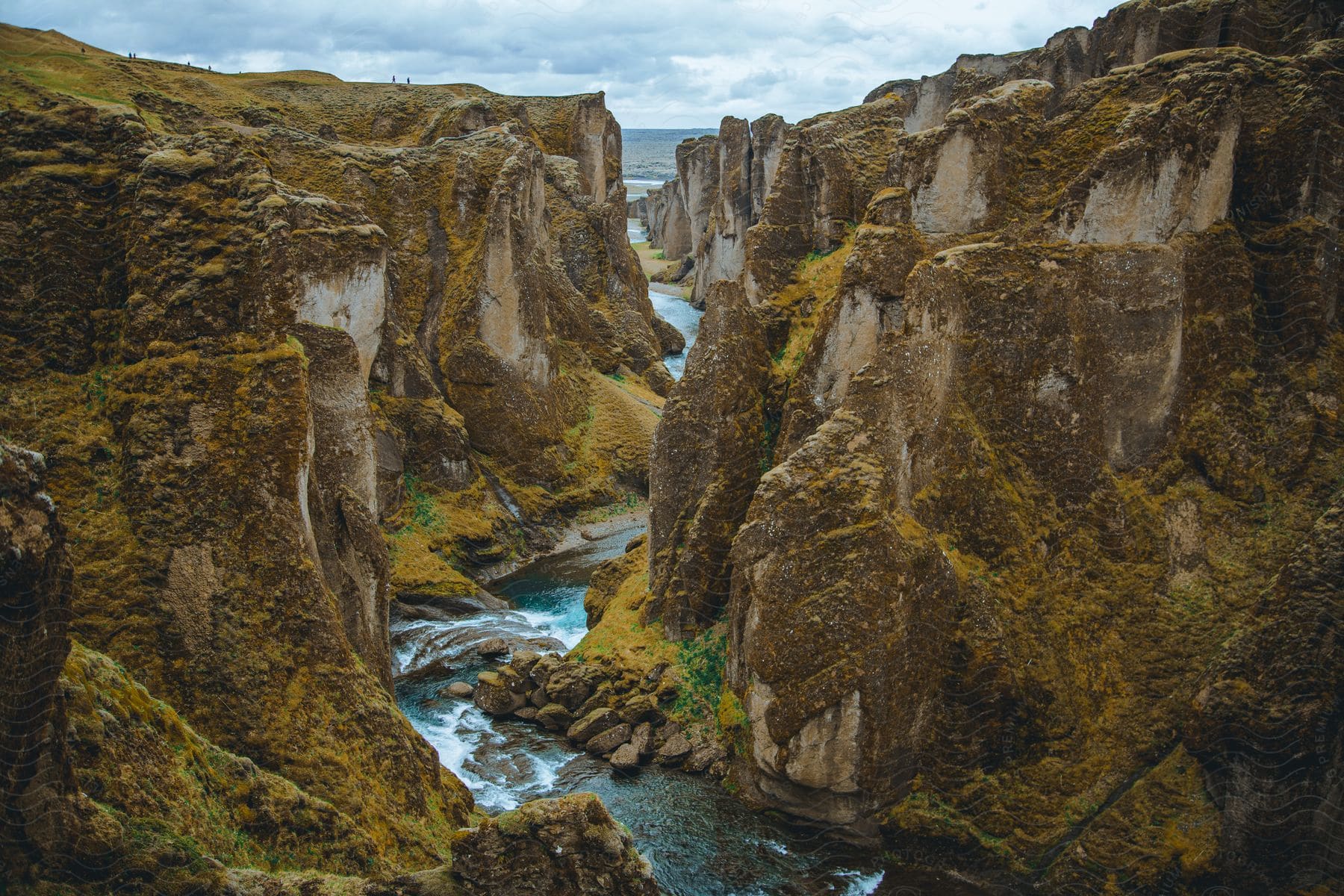 Mountainous landscape captured from above during midday in iceland