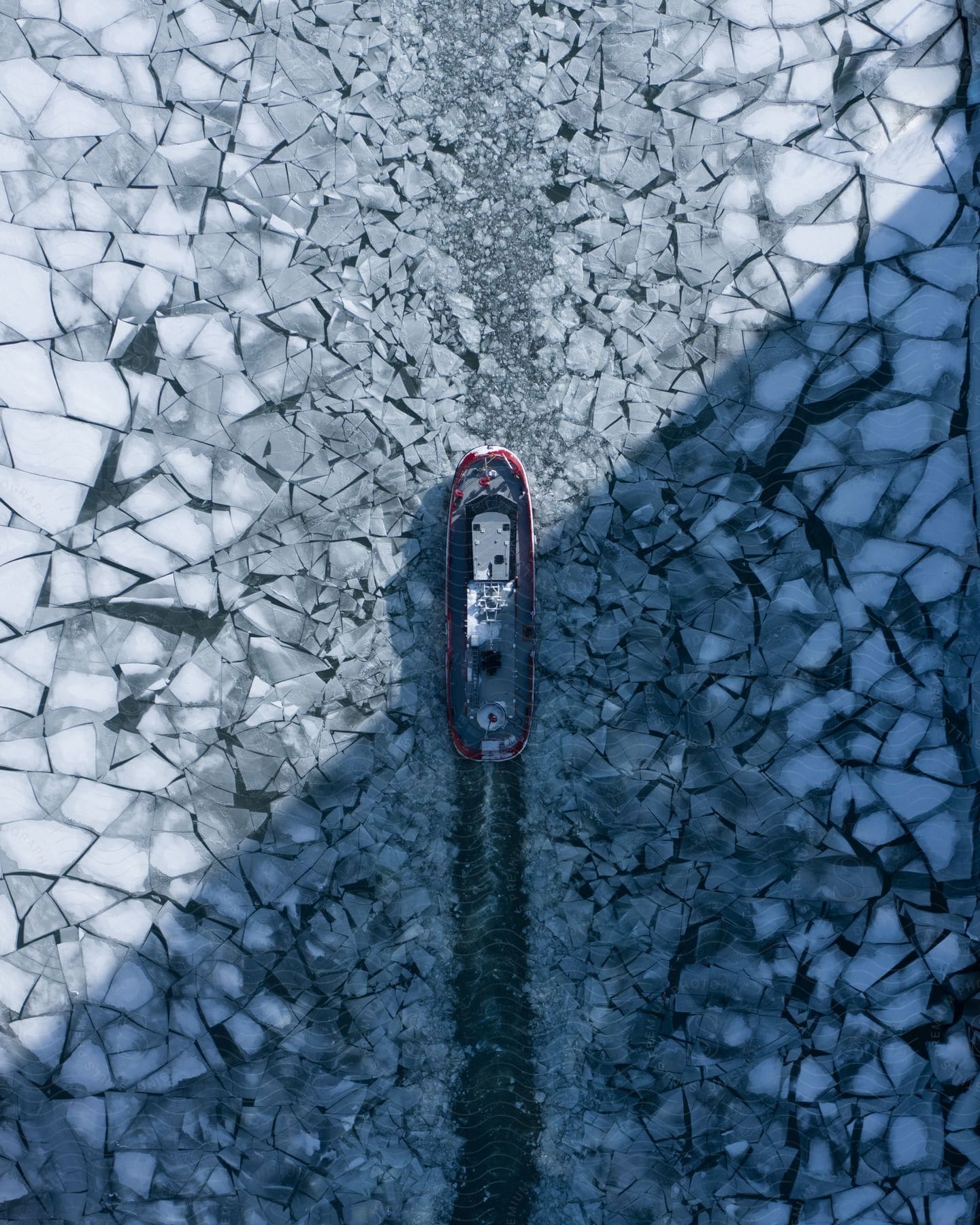 A small boat rests on a stony land in a peaceful scene