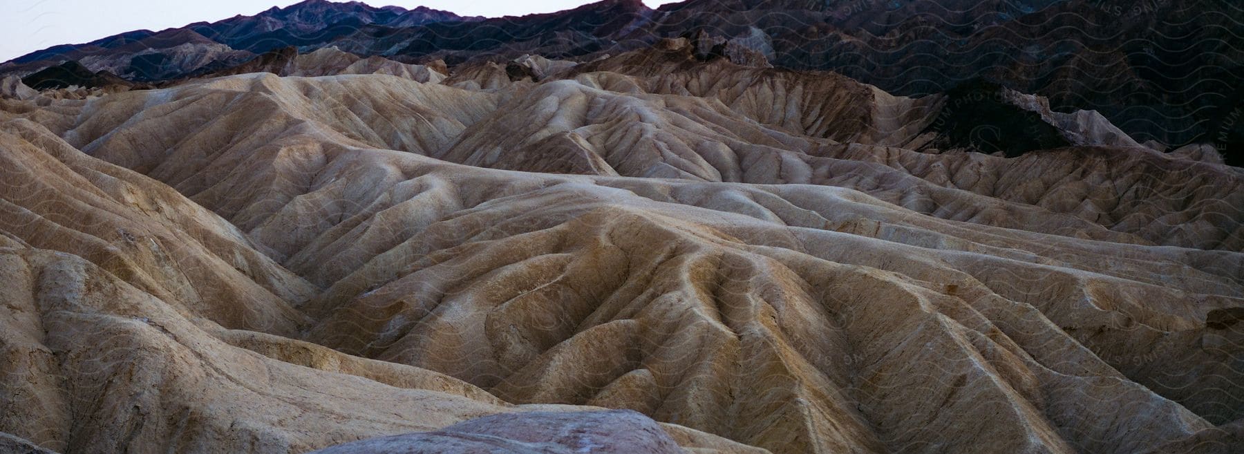 Low rippling sandcolored mountains in the american desert