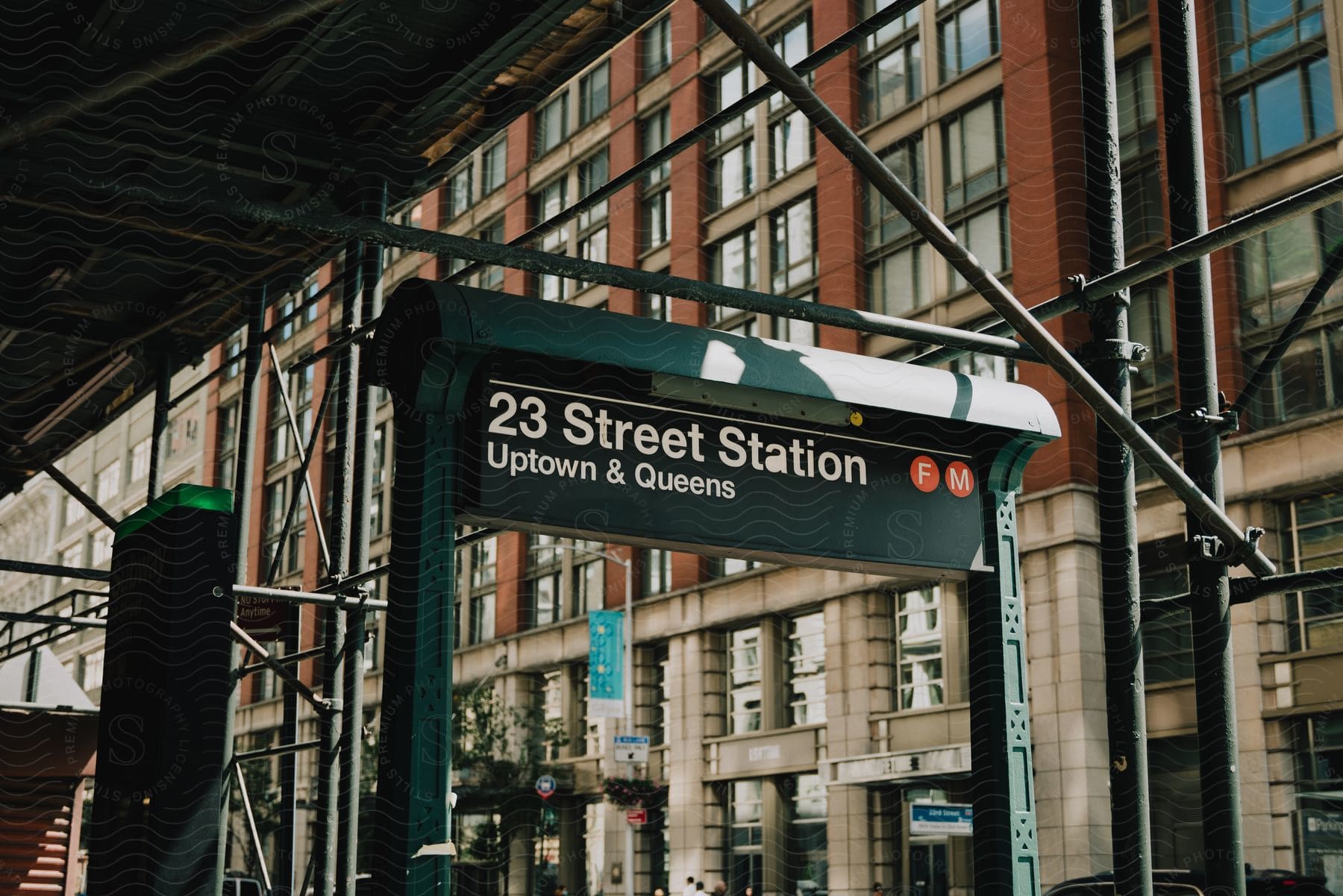 City road sign with buildings in background