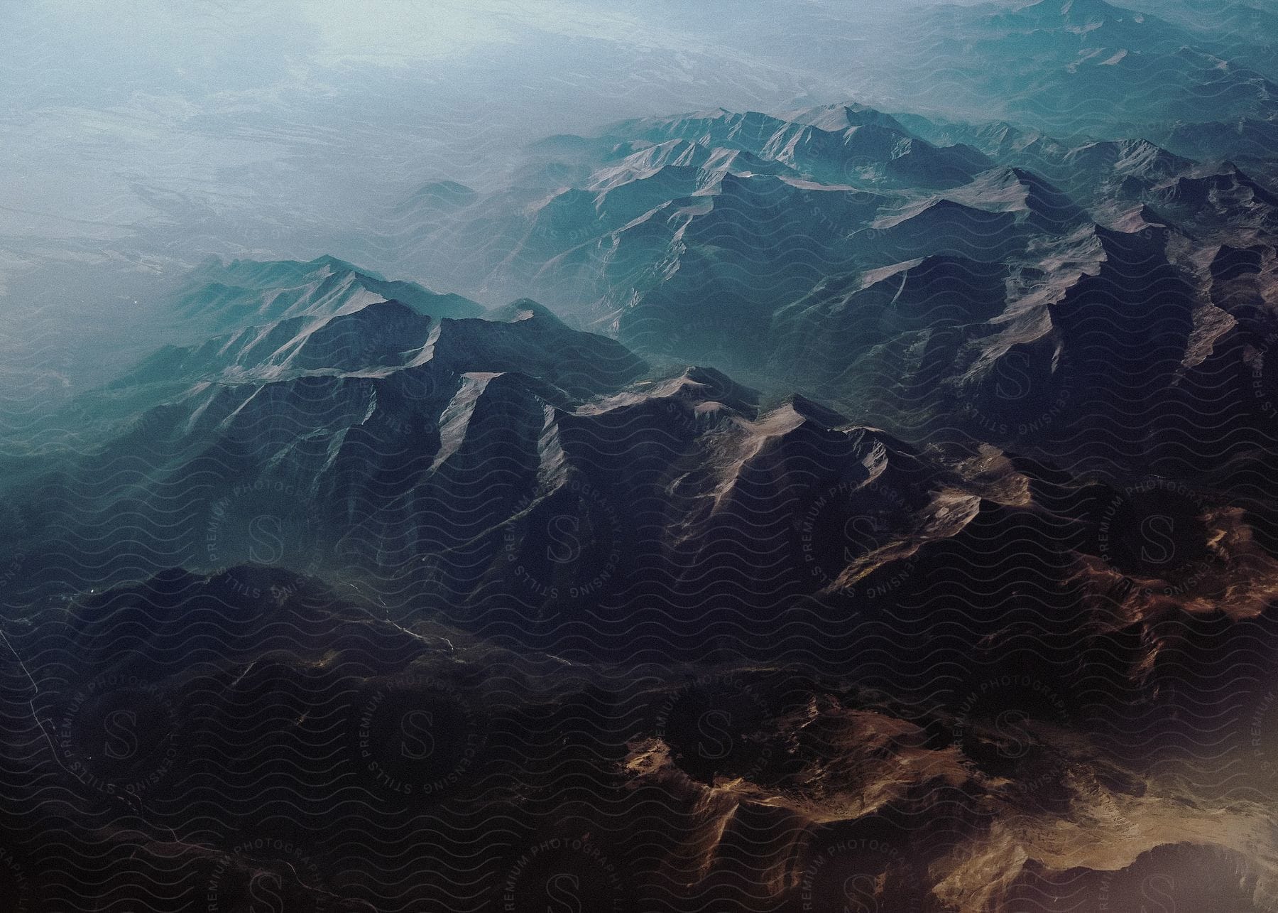 Barren mountain range seen from above