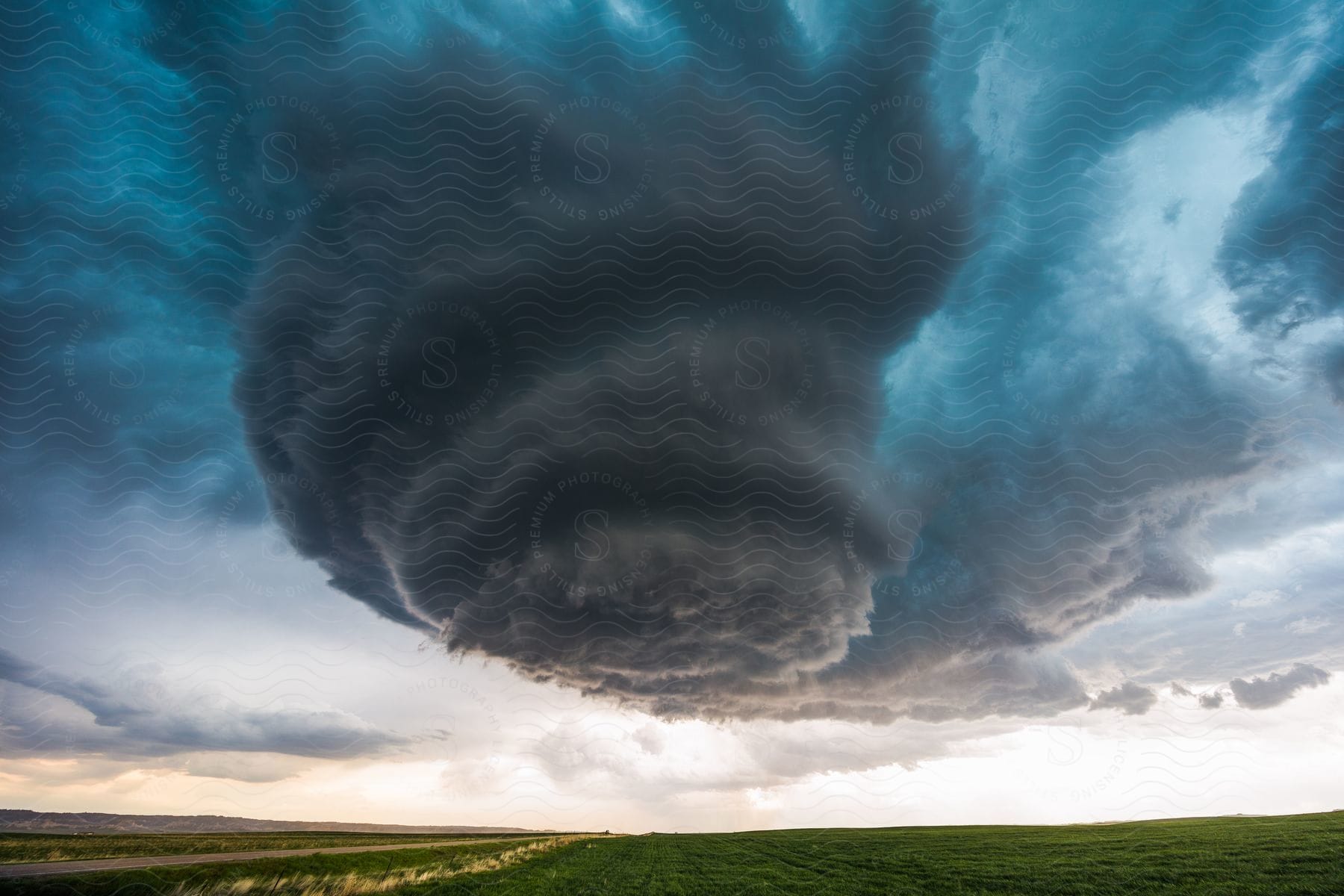 A stormy sky with a swirling cloud formation in western nebraska