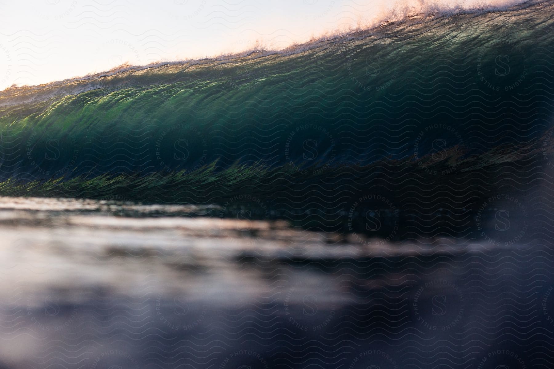 Golden hour waves a serene landscape of azure water with gentle sea waves