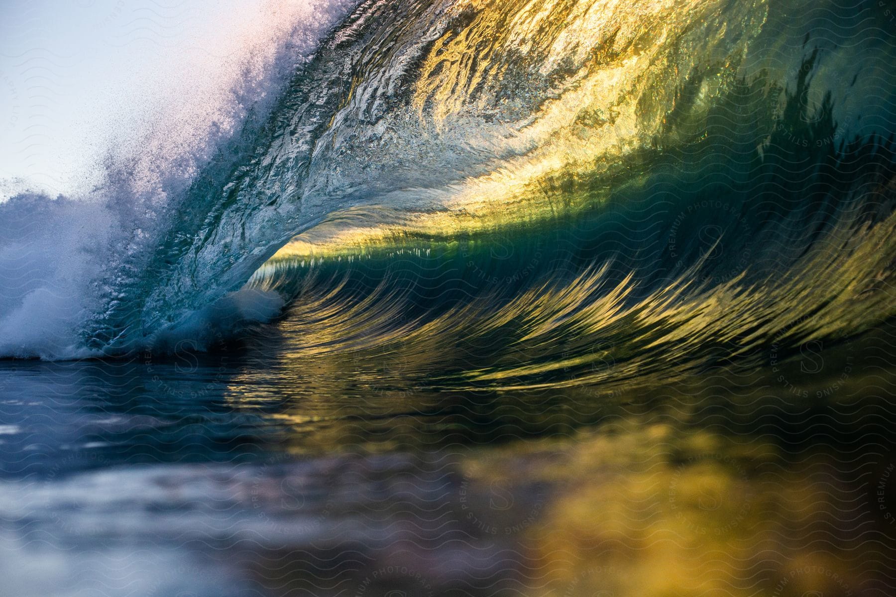 A curling wave in the ocean