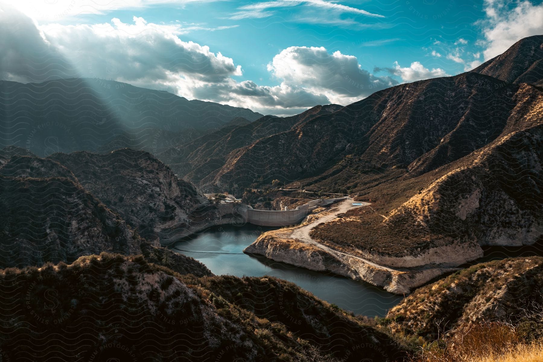 A Canyon With A Controlled River Flowing Through It