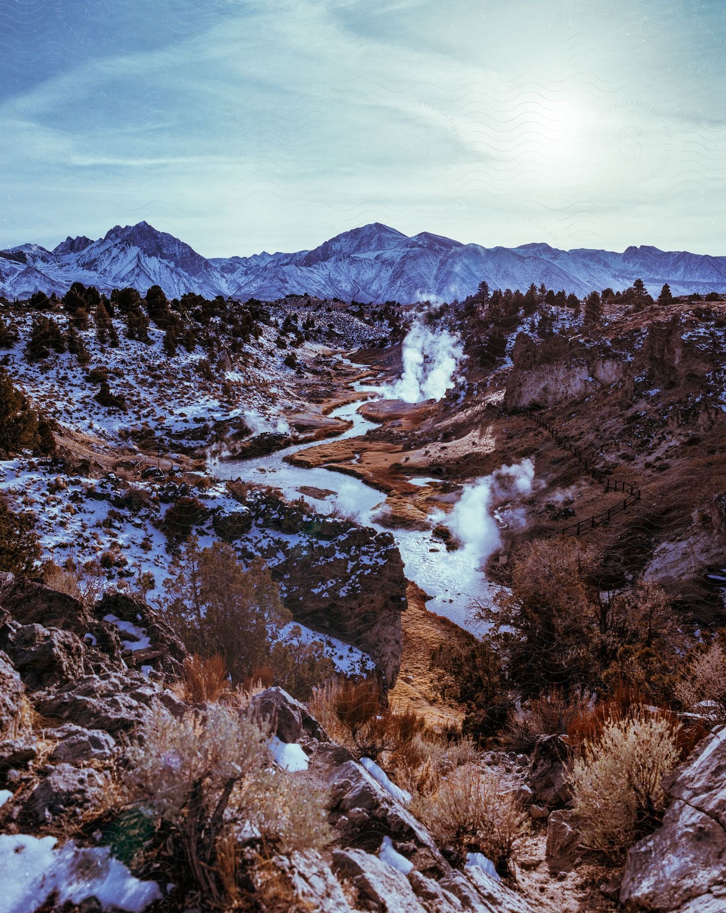 Mountain Tops On A Sunny Day In The Outdoors