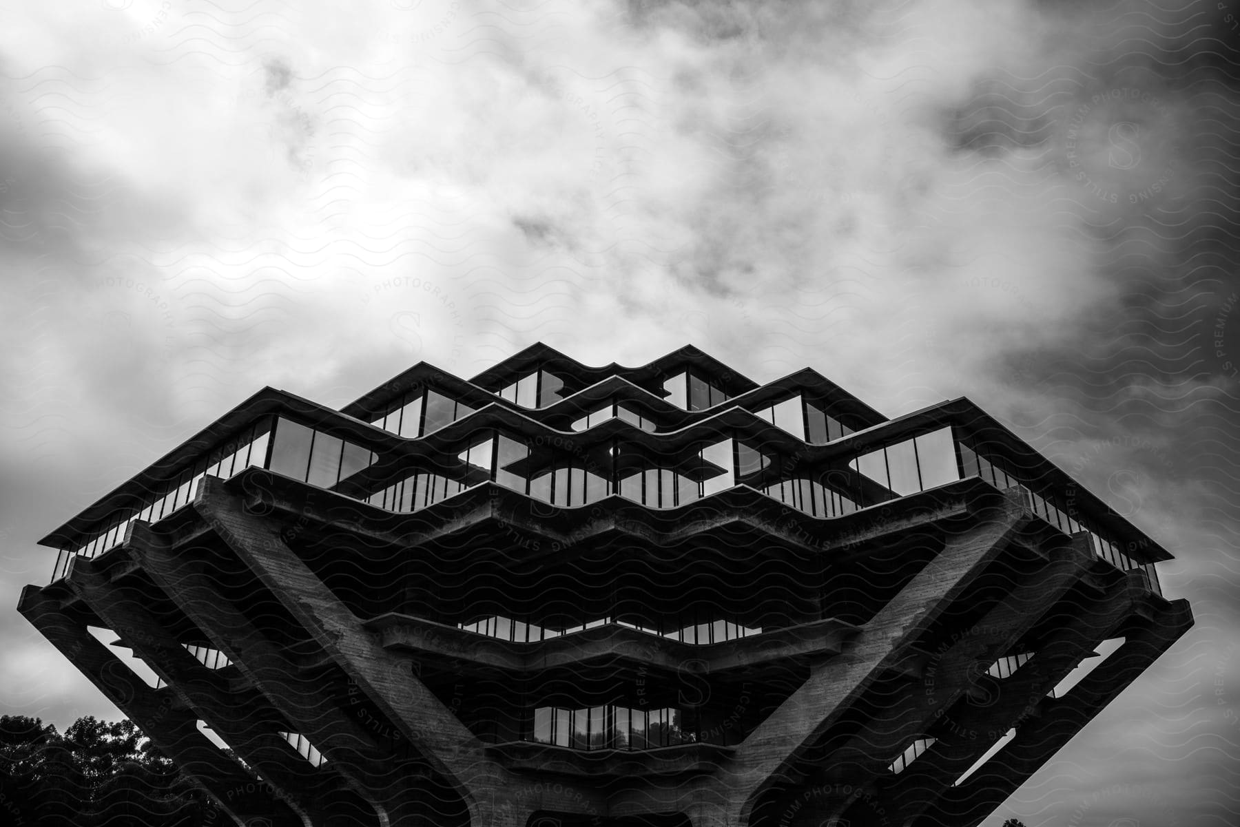 Brutalist architecture of geisel library at uc san diego