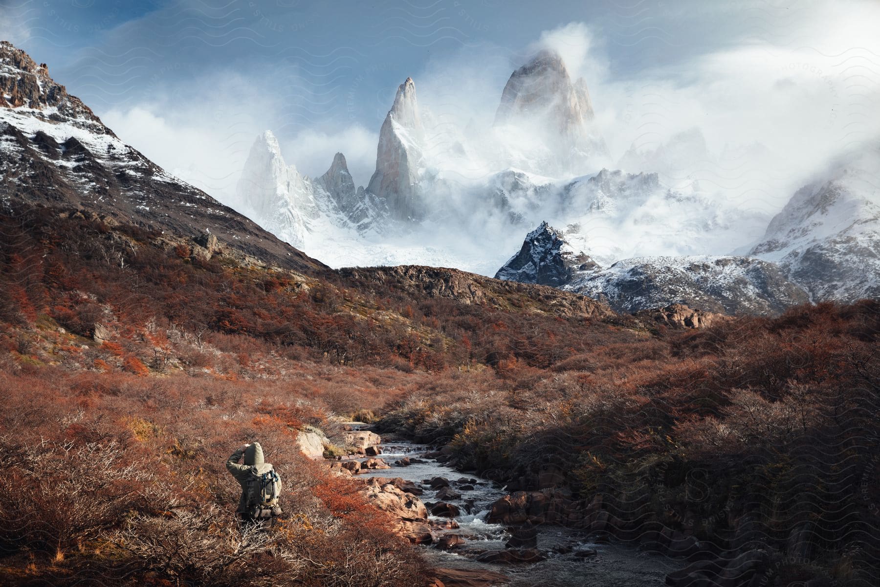 A snowy mountain landscape in patagonia