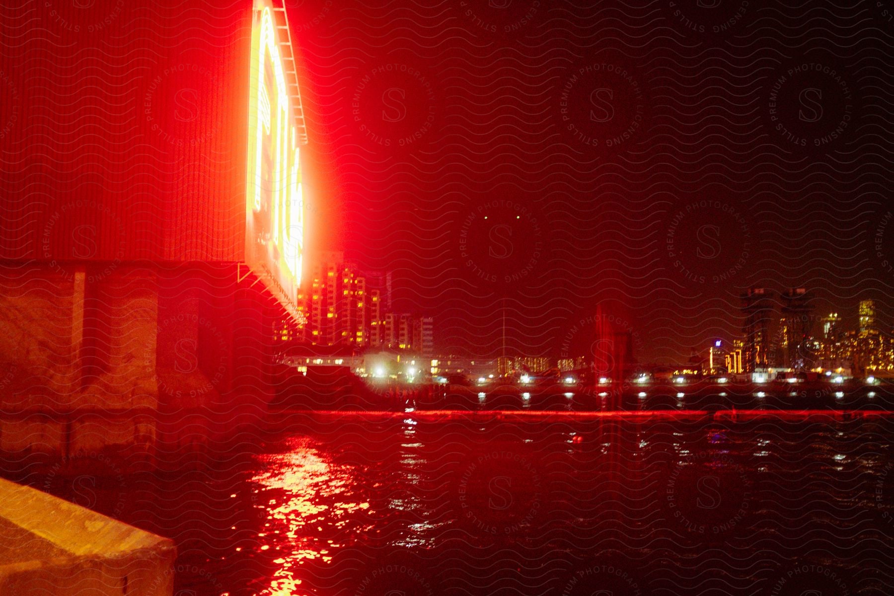 A night view of a building in hong kong