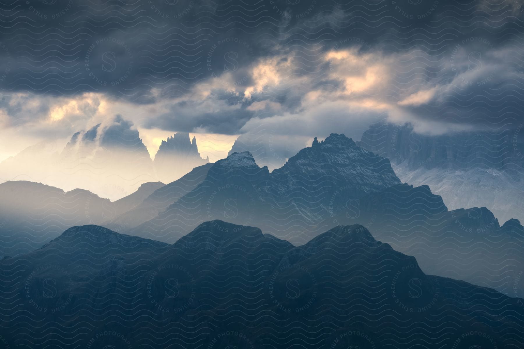 A Cloudy Day Over A Mountain Range