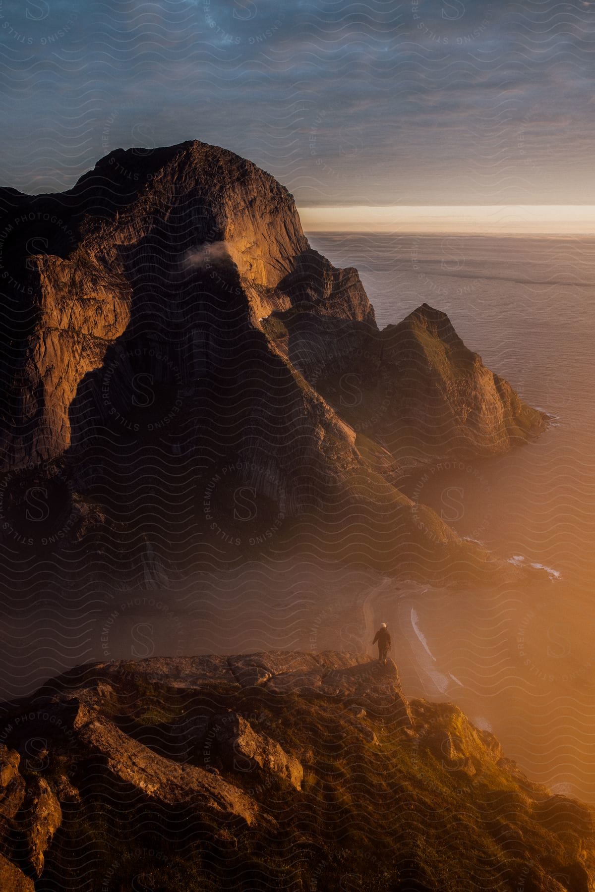 Mountainous landscape at dusk