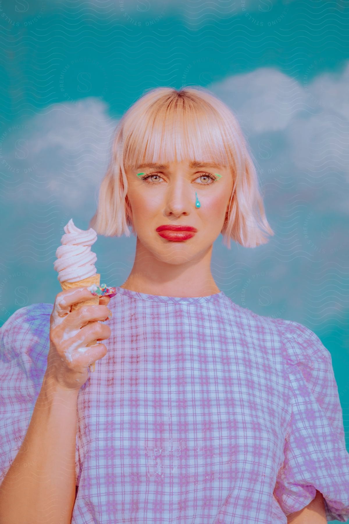 A woman eating ice cream