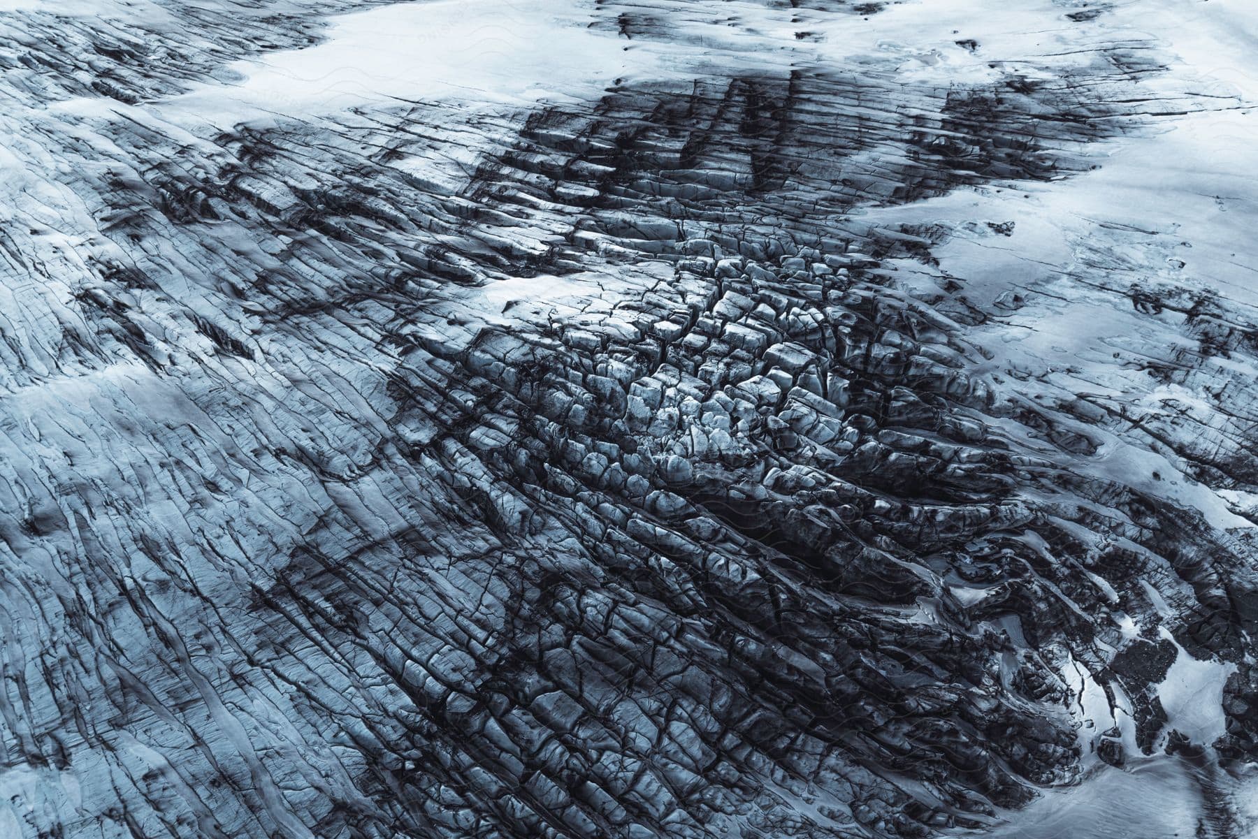 Rough cragged surface of a glacier