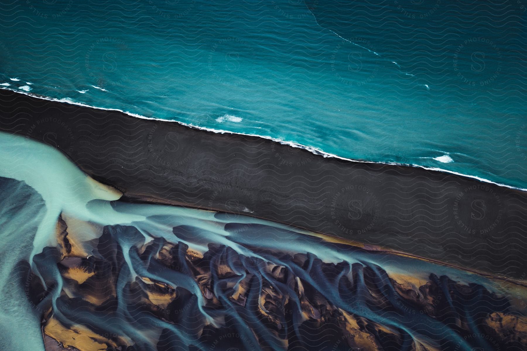 A black sand beach.