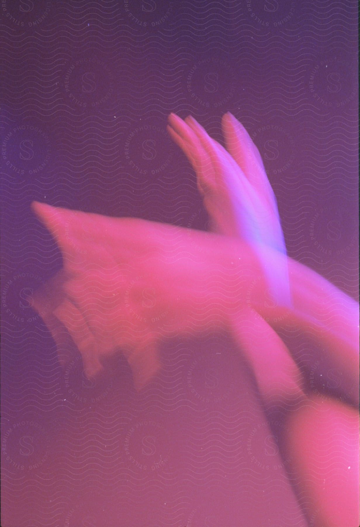 Blurred hands against a pink background creating an abstract image