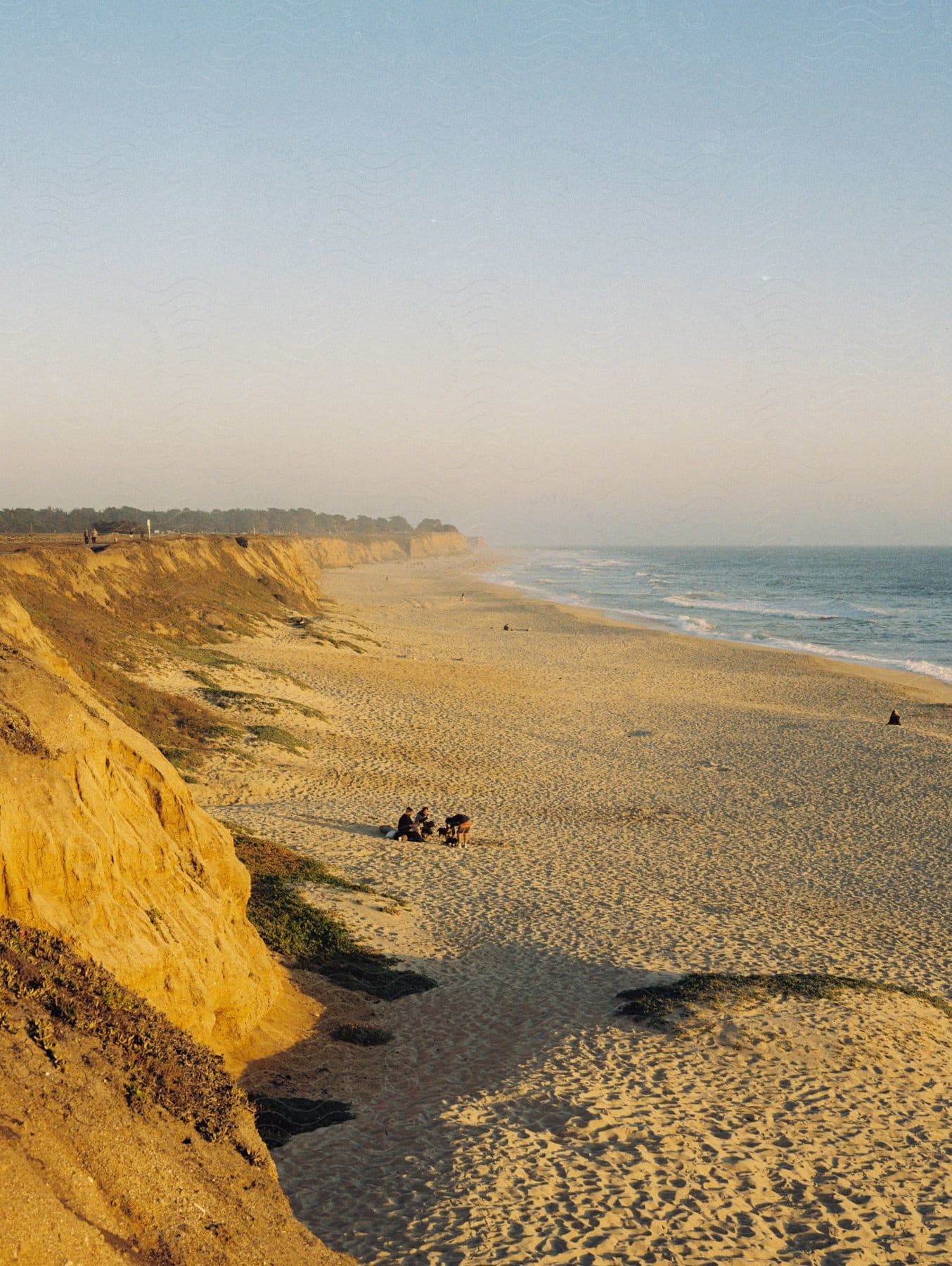 Coastside beach landscape with rocks and shoreline