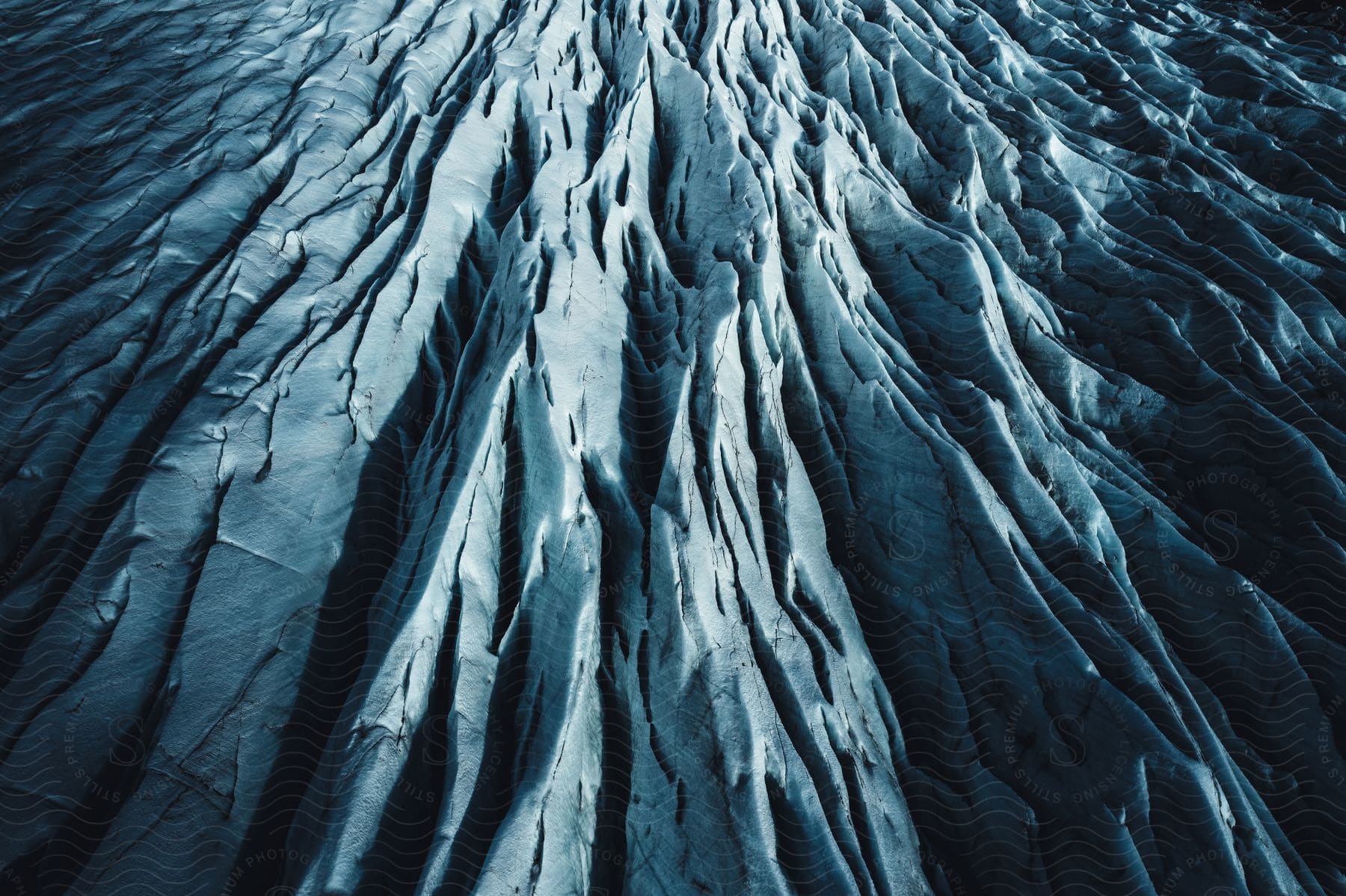 Aerial shot of arctic glaciers on an ice cap