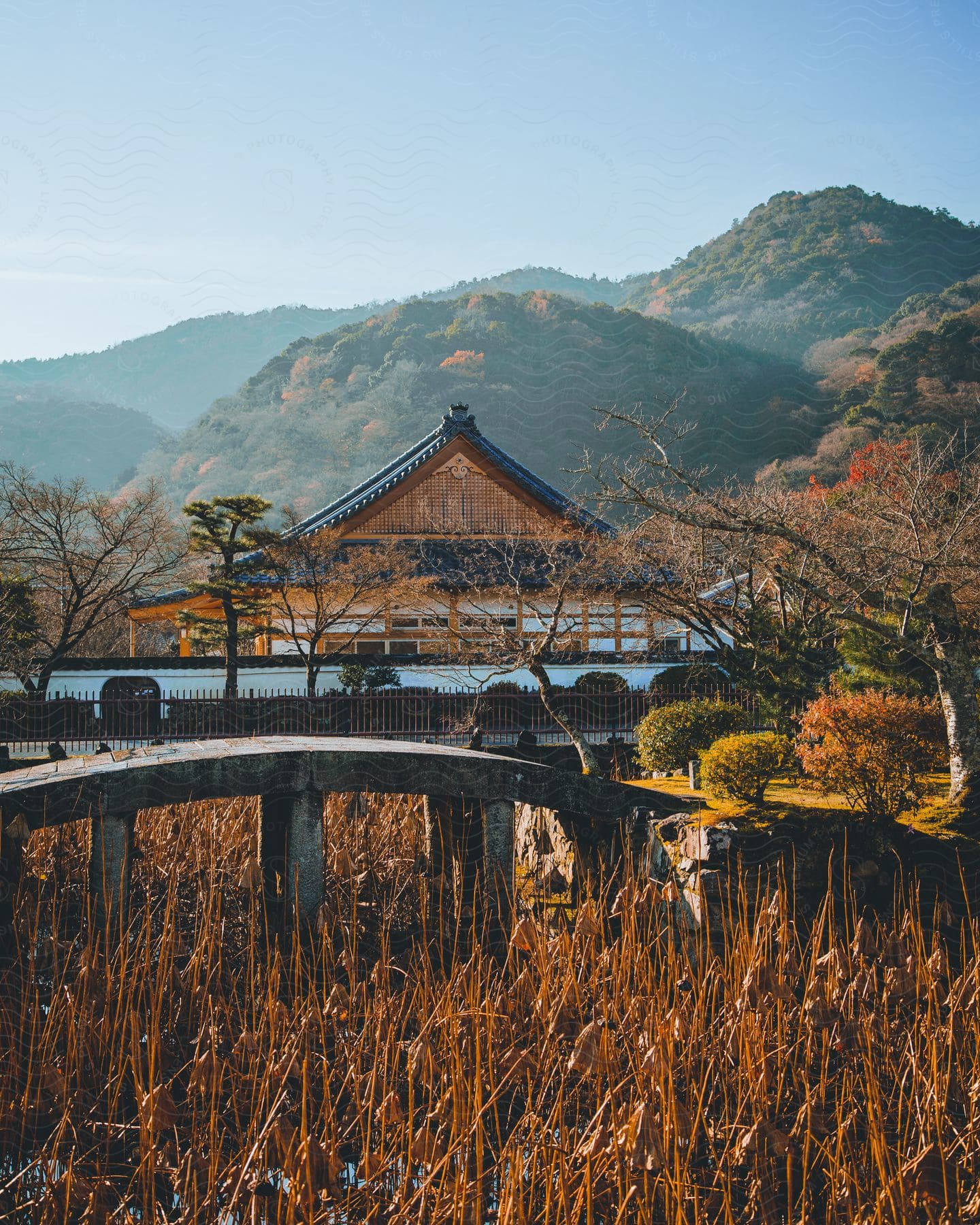 A Personless Image Of A Mountain With A Building