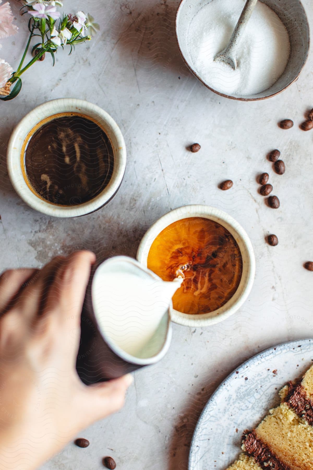 A person making coffee