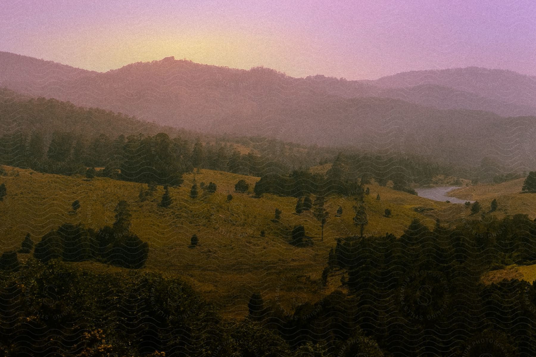 Mountain and hill landscape in a natural countryside setting