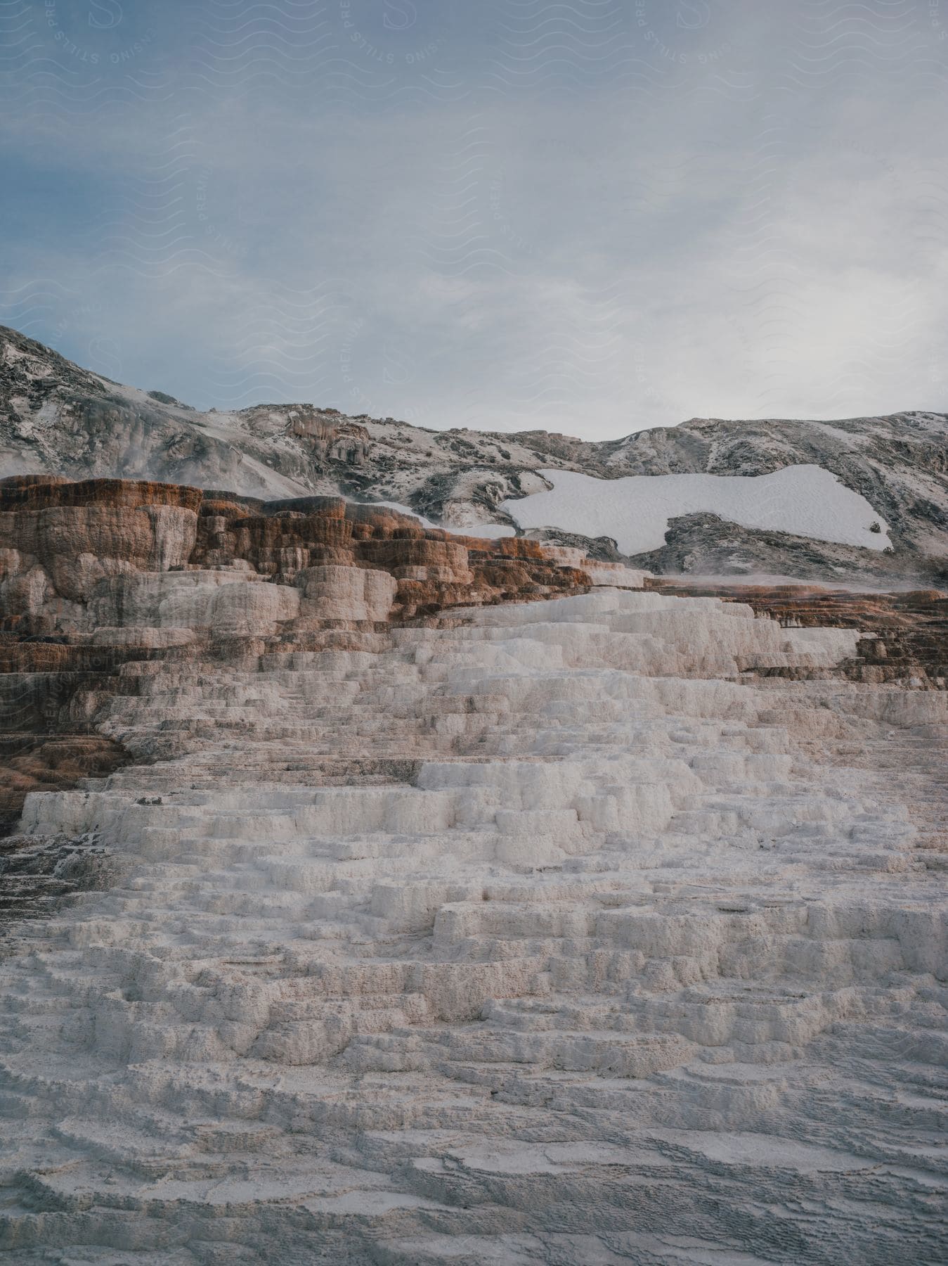 A rocky icy mountain ridge in the american southwest