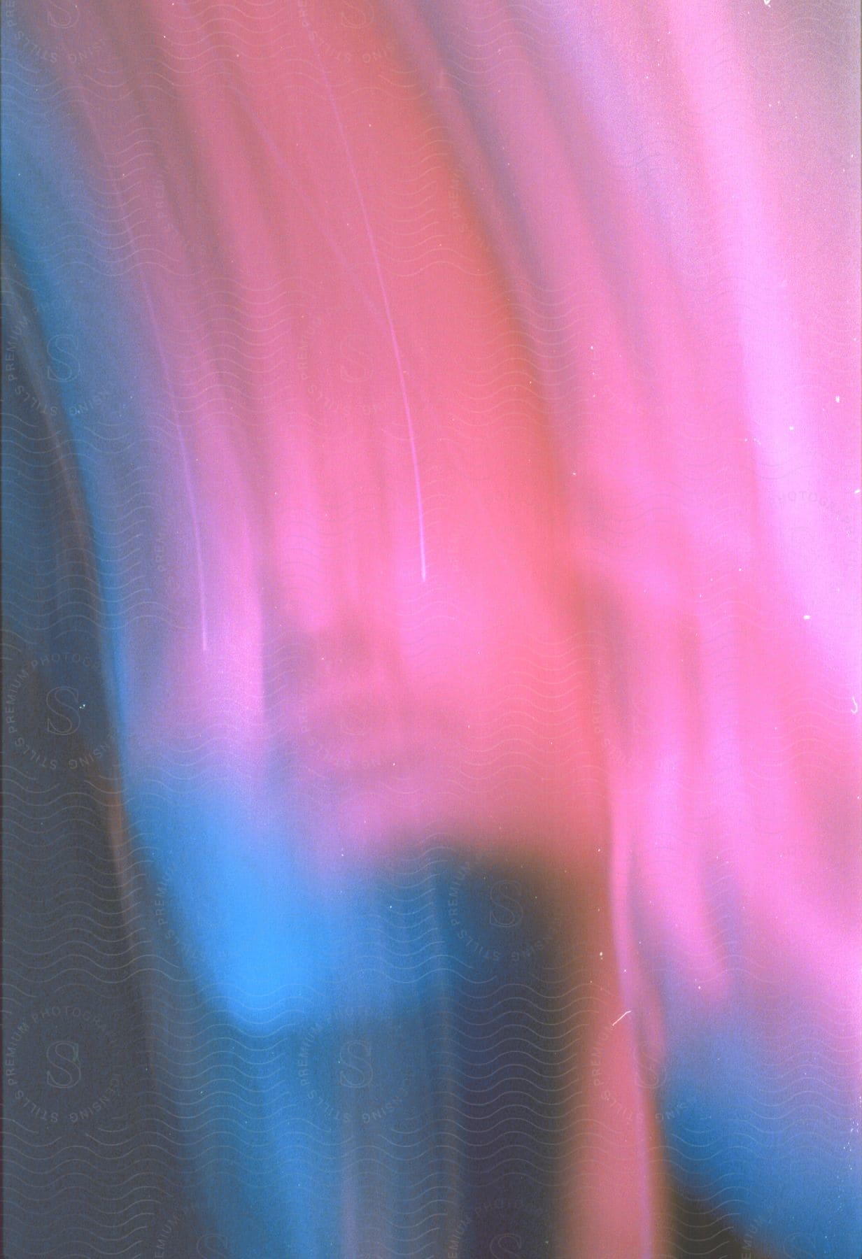 Abstract face distorted by pink and blue lights in motion blur