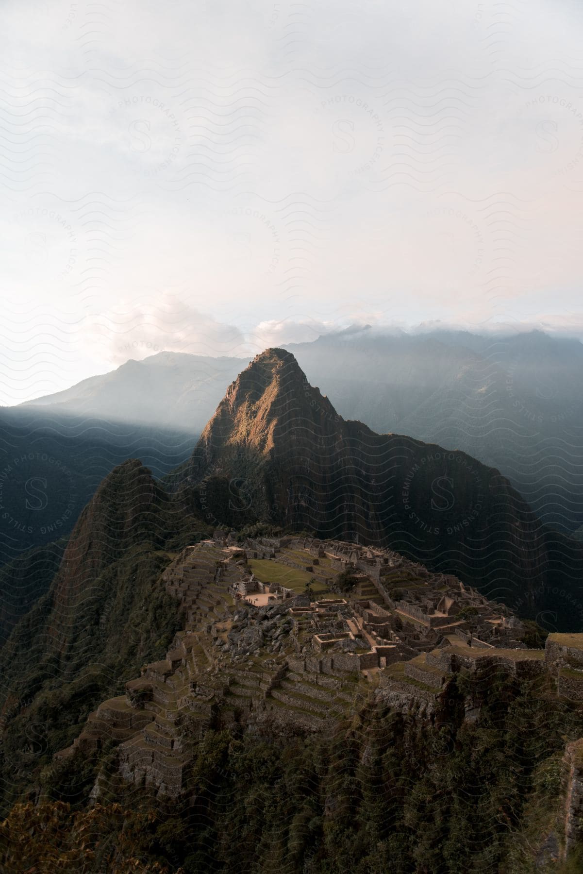 Machu picchu nestled in the mountains